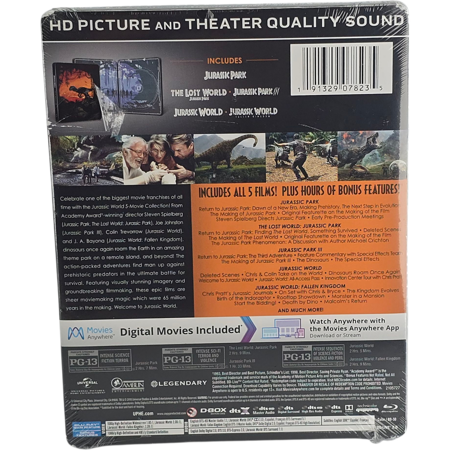 Jurassic World : Collection 5 films Blu-ray SteelBook 2018 Spielberg Region A