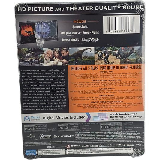 Jurassic Park - Collection 5 films (1993-2018) - Coffret SteelBook Blu-ray - Zone A - vue 3