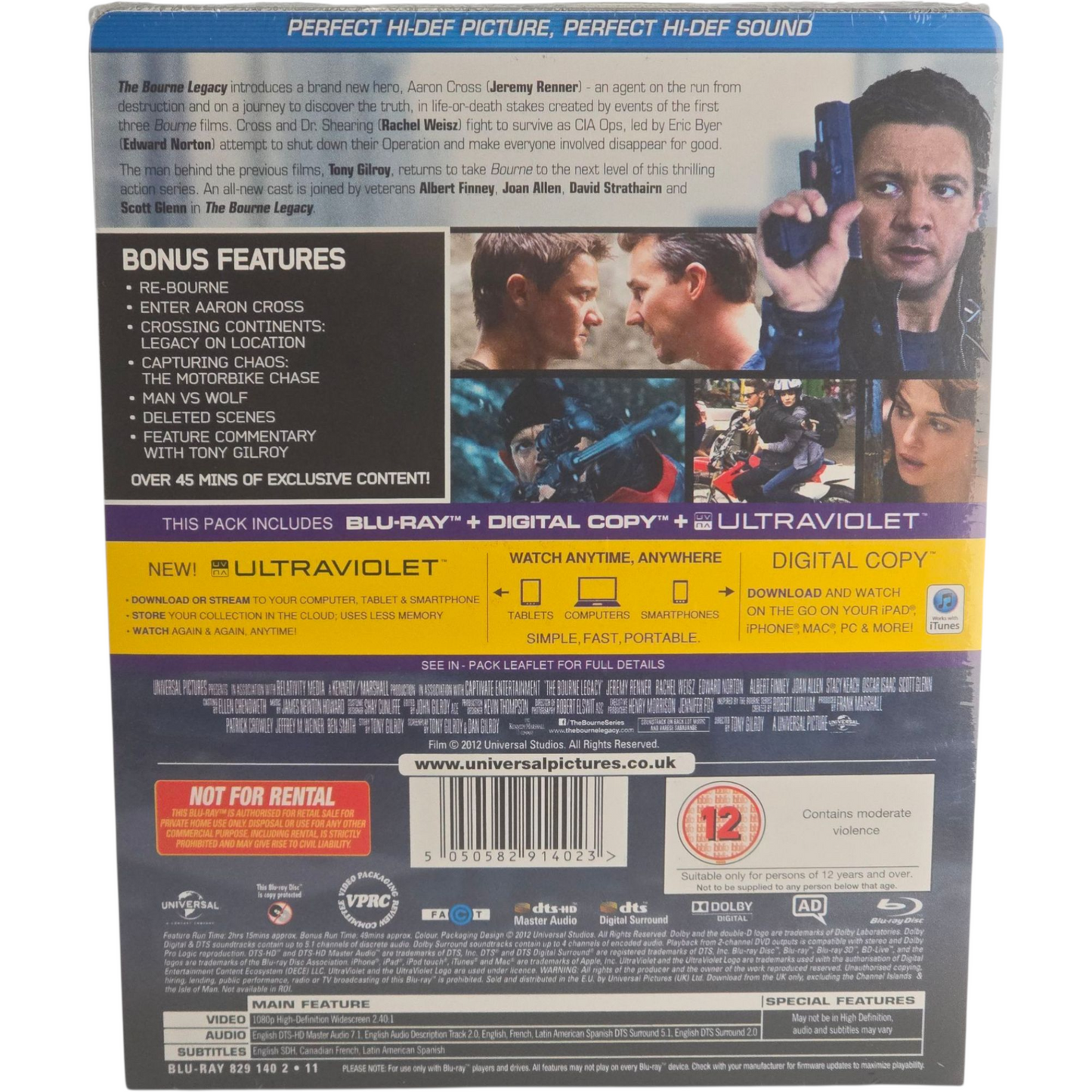 Bourne - The Bourne Legacy Blu-Ray Steelbook Édition Limitée 2012 Zone Libre