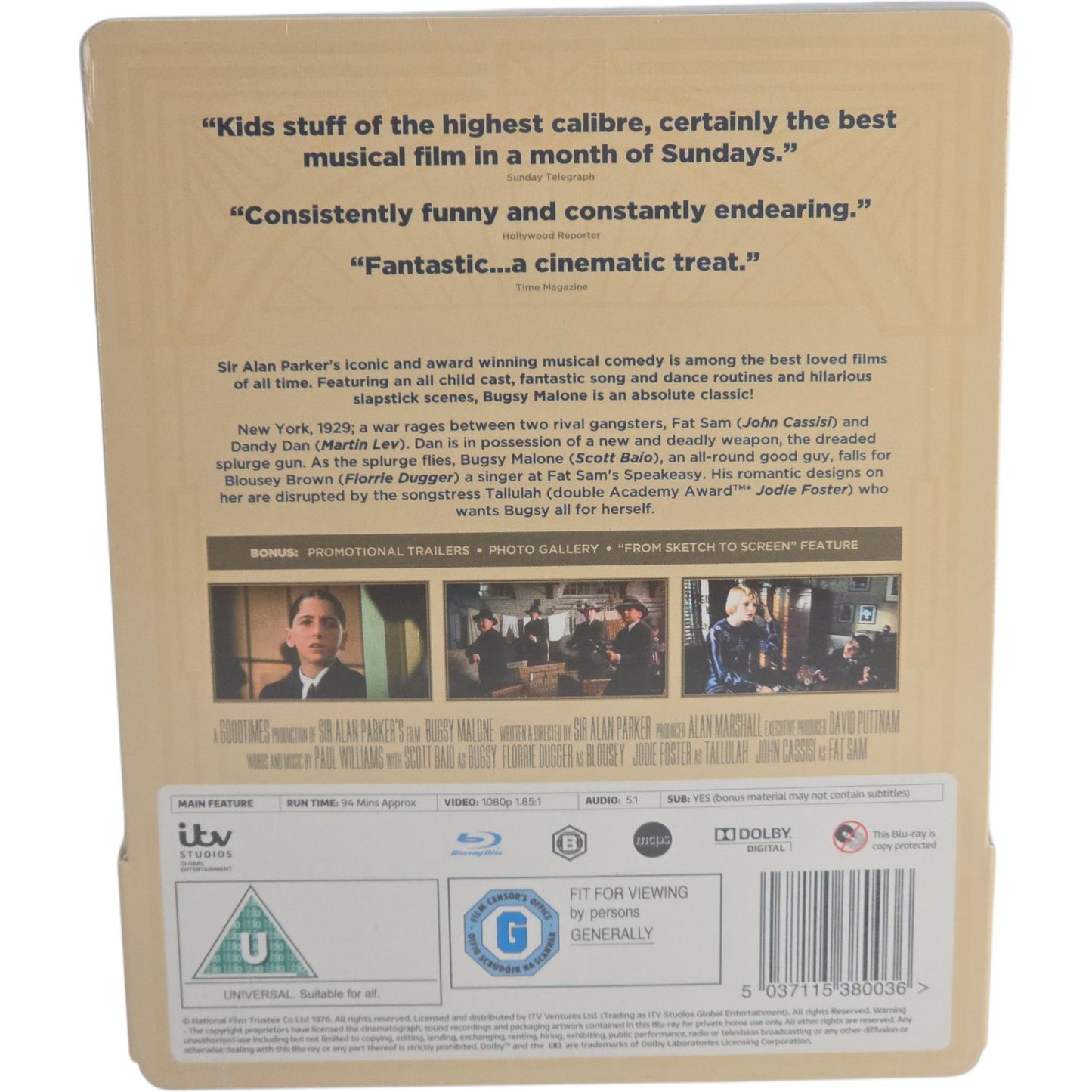 Bugsy Malone SteelBook Blu-ray Alan Parker Jodie Foster, Zavvi 2018 Zone B