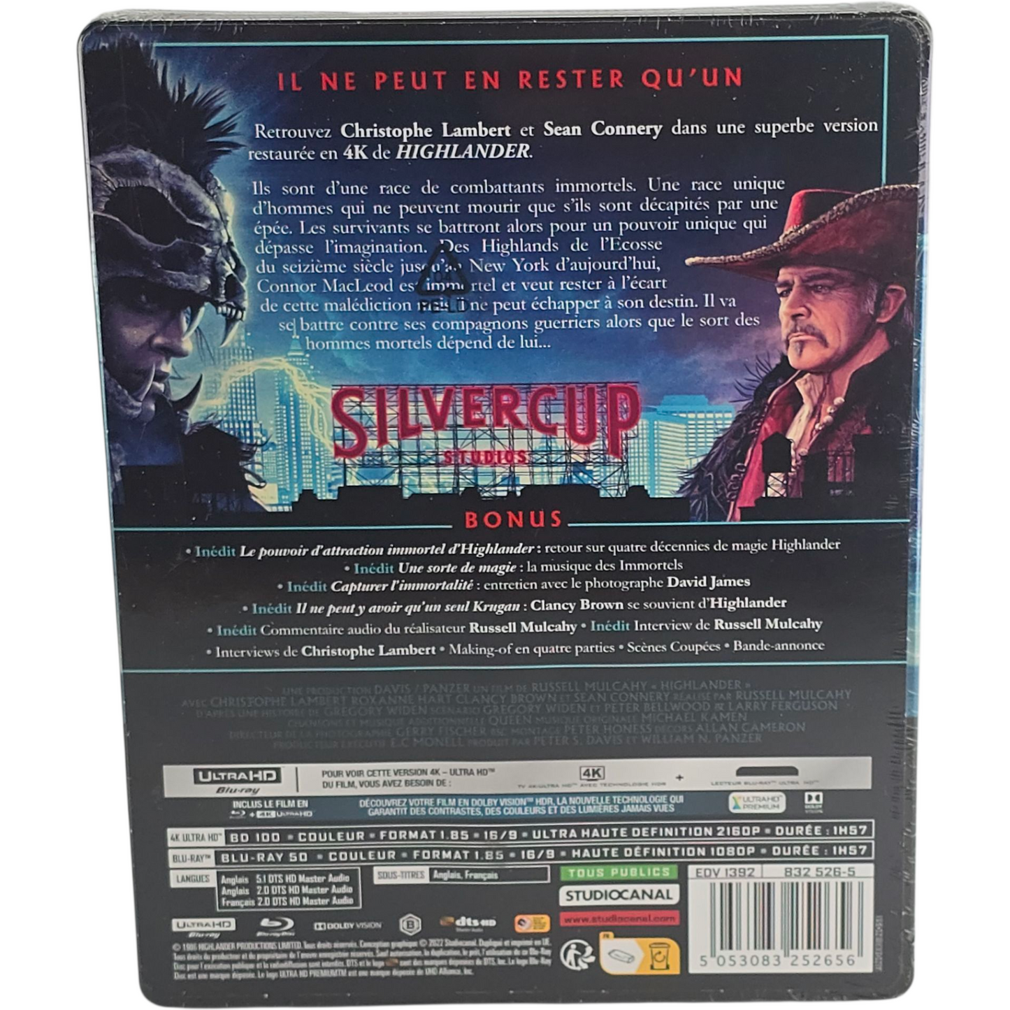Highlander 4K Ultra HD + Blu-ray SteelBook Collector Christopher Lambert Libre