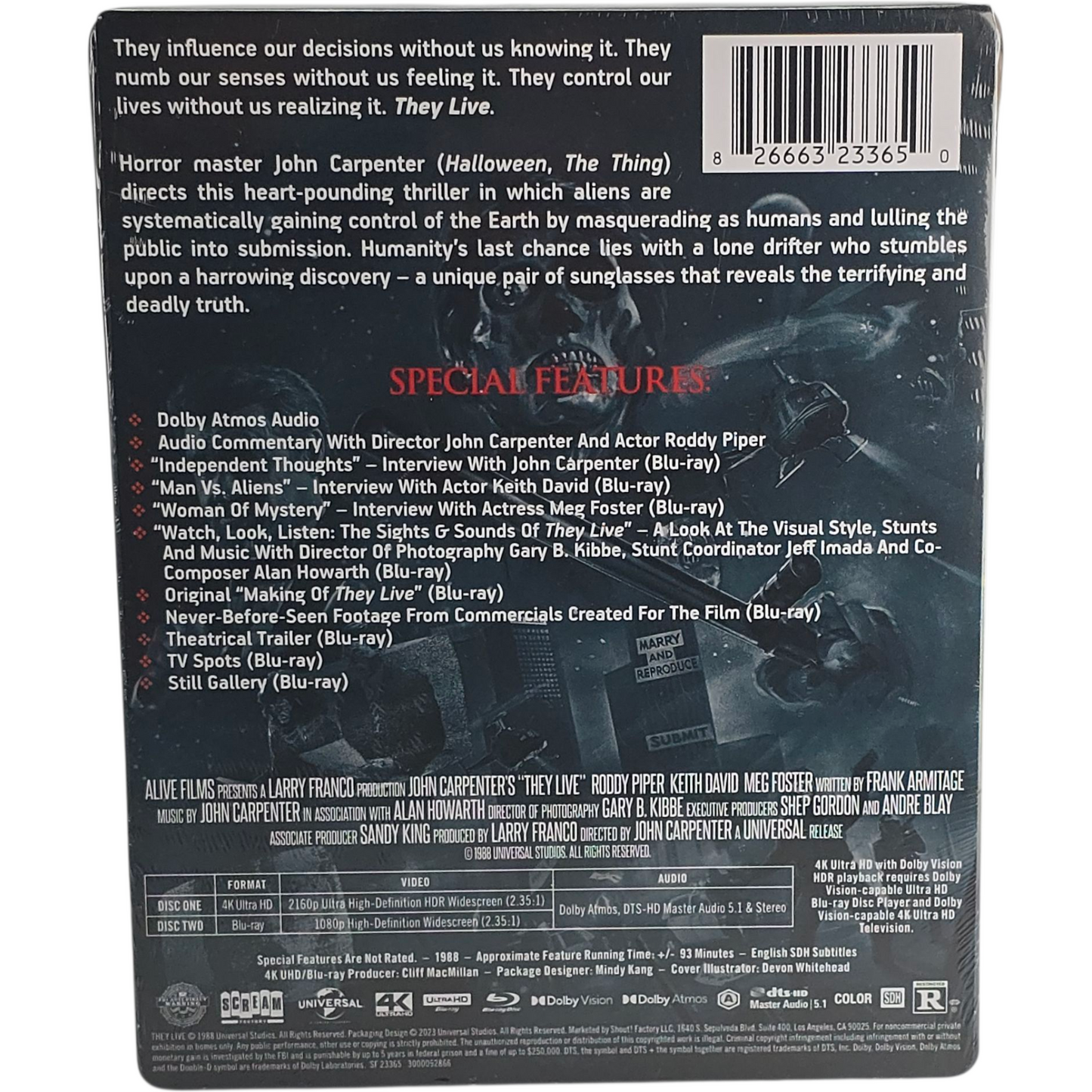 Invasion Los Angeles " They Live" SteelBook 4K Ultra HD + Blu-ray Carpenter A