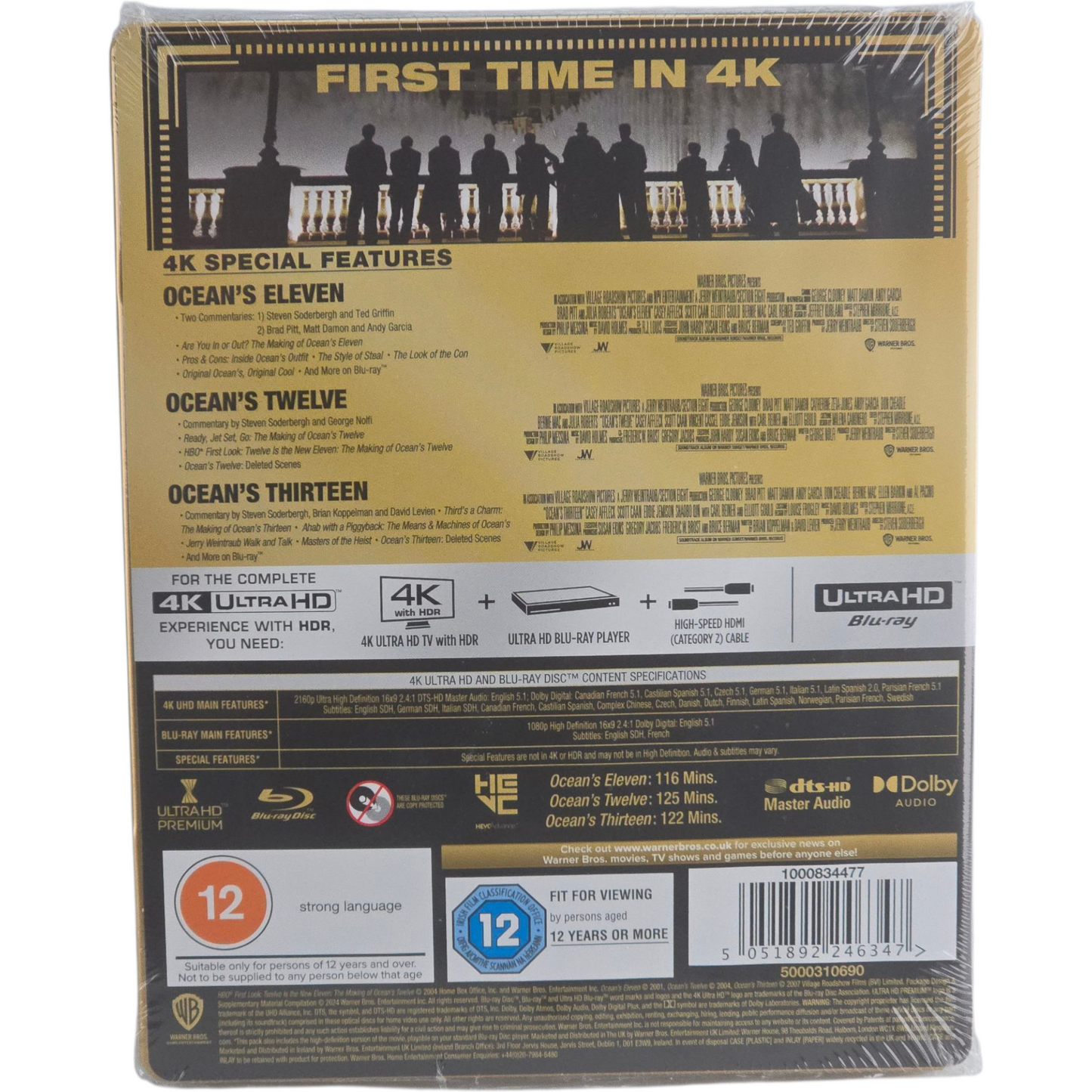Ocean's 11-12 -13 La trilogie SteelBook 4K Ultra HD + Blu-ray Limitée Zavvi B
