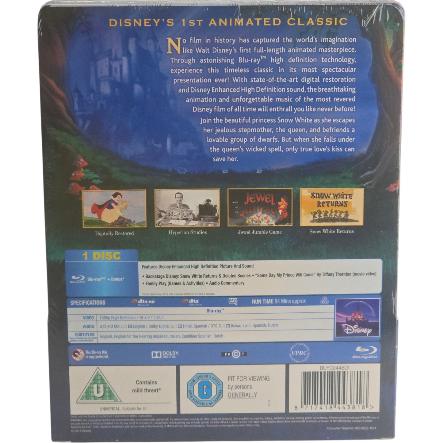 Blanche-Neige et les sept nains Blu-ray SteelBook Débossé Disney Zavvi limit Libre