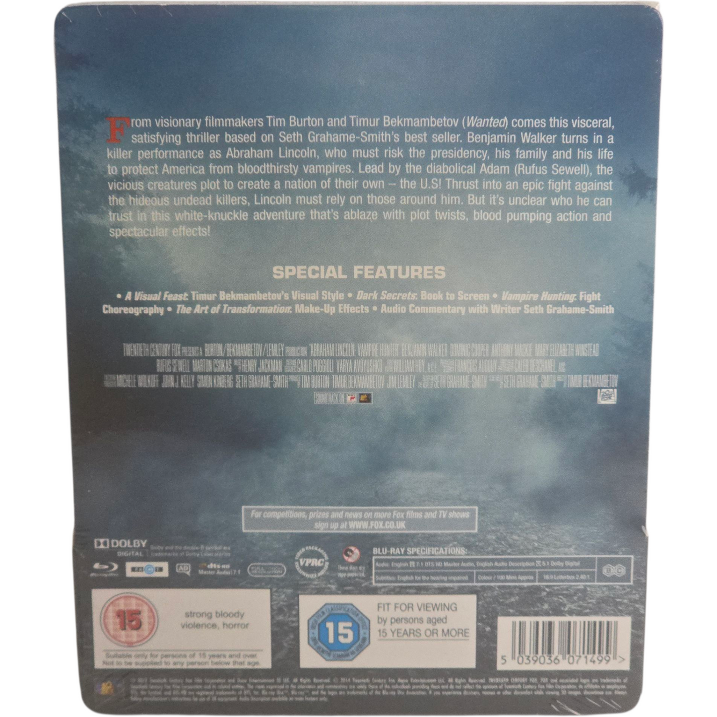 Abraham Lincoln:Chasseur de Vampires Blu-ray 3D+Blu-ray SteelBook Zavvi B