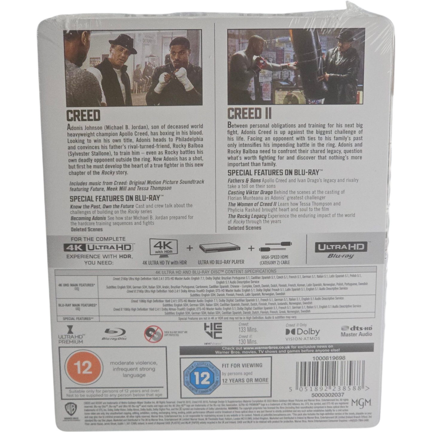 Creed / Creed II SteelBook 2 Films 4K Ultra HD + Blu-ray Édition Limitée Zone B