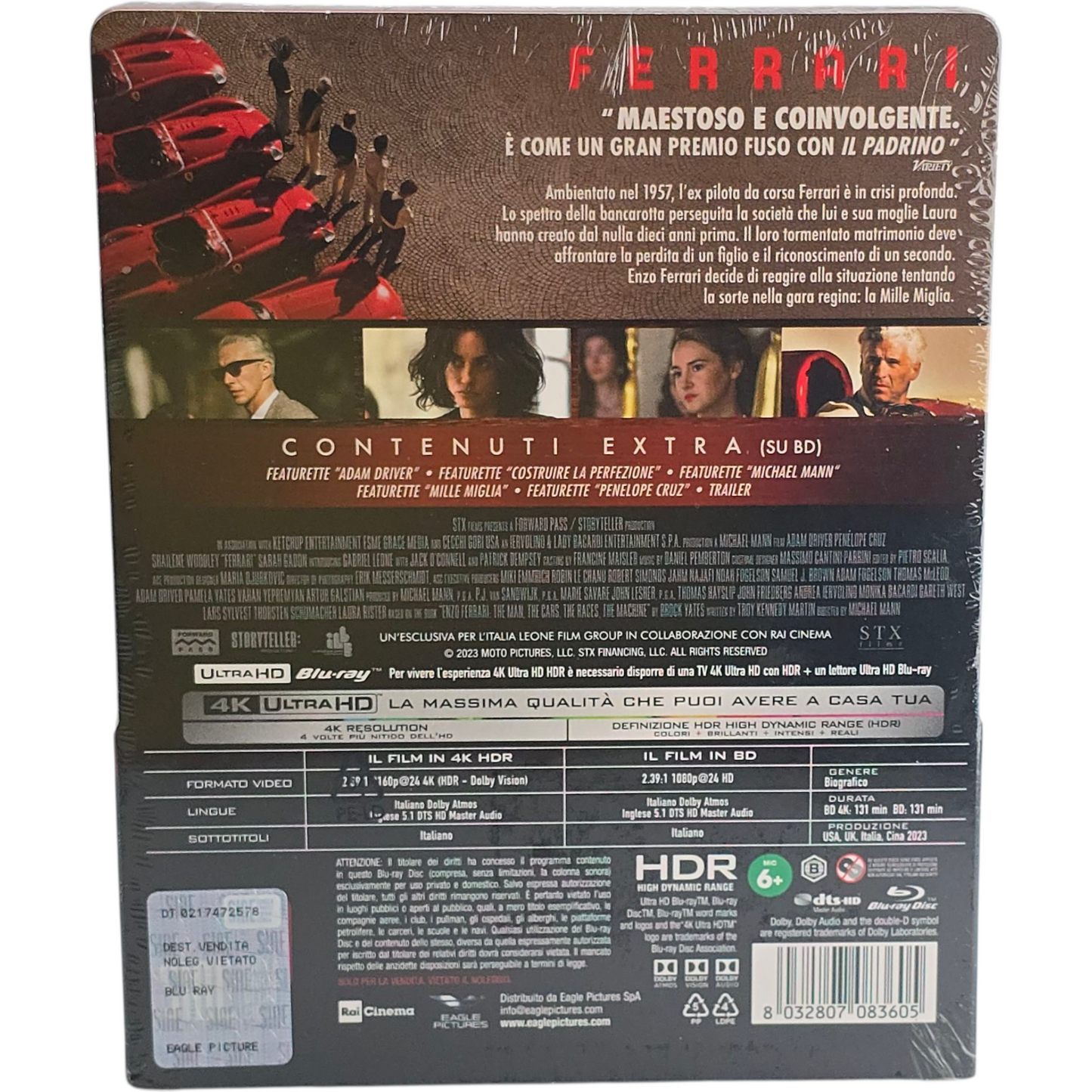 Ferrari 4K Ultra HD + Blu-ray SteelBook édition Limitée Adam Driver Zone B