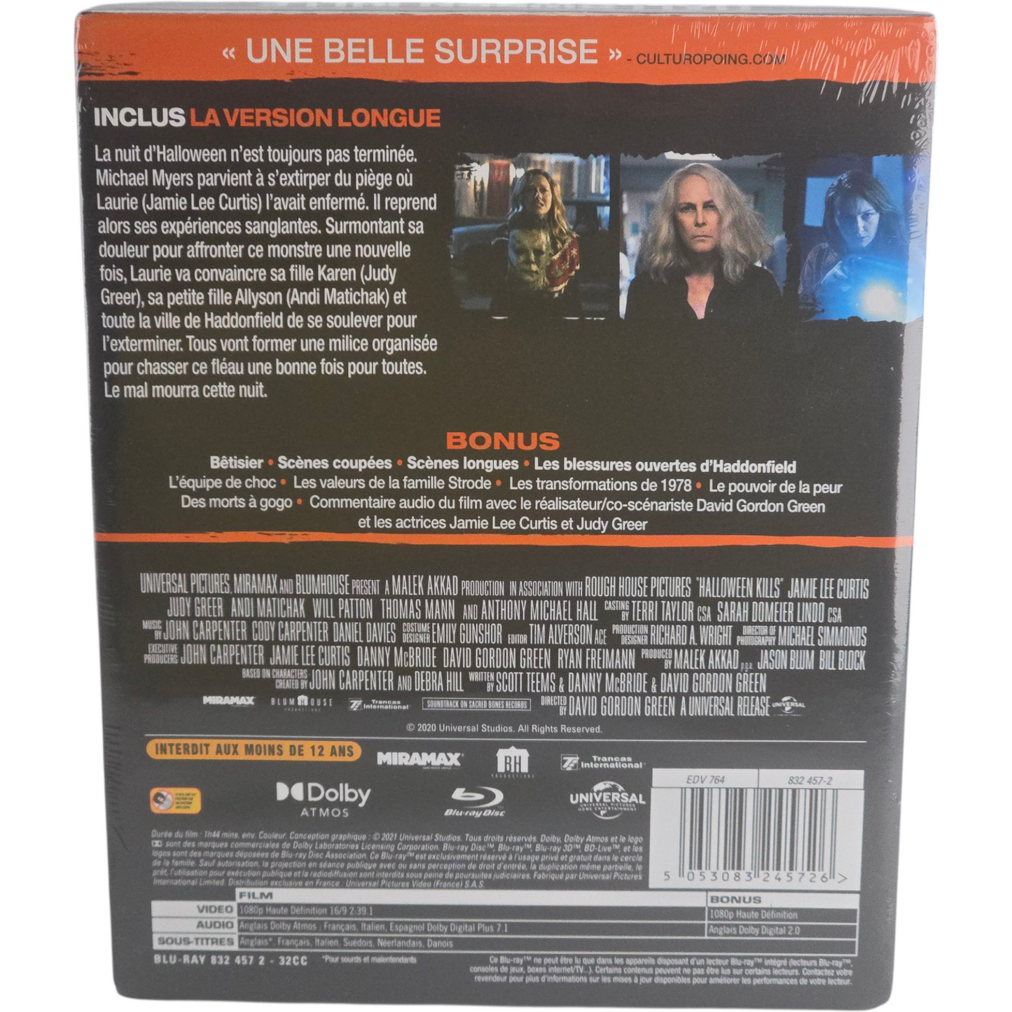 Halloween Kills Blu-ray SteelBook Fnac Exclusif Jamie Lee Curtis 2022 Region B