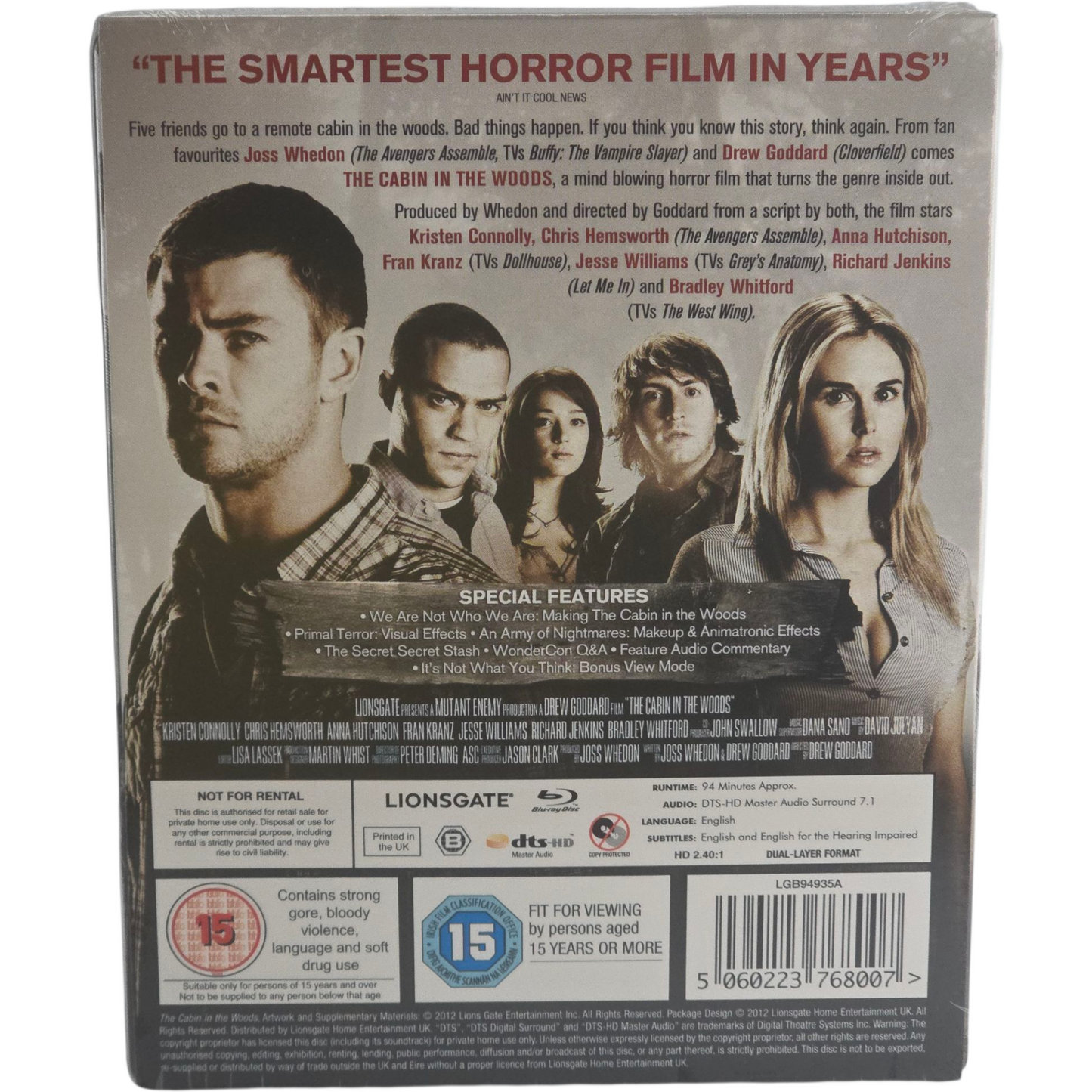 La Cabane dans les bois Blu-ray SteelBook Chris Hemsworth limitée 2012 Zone B