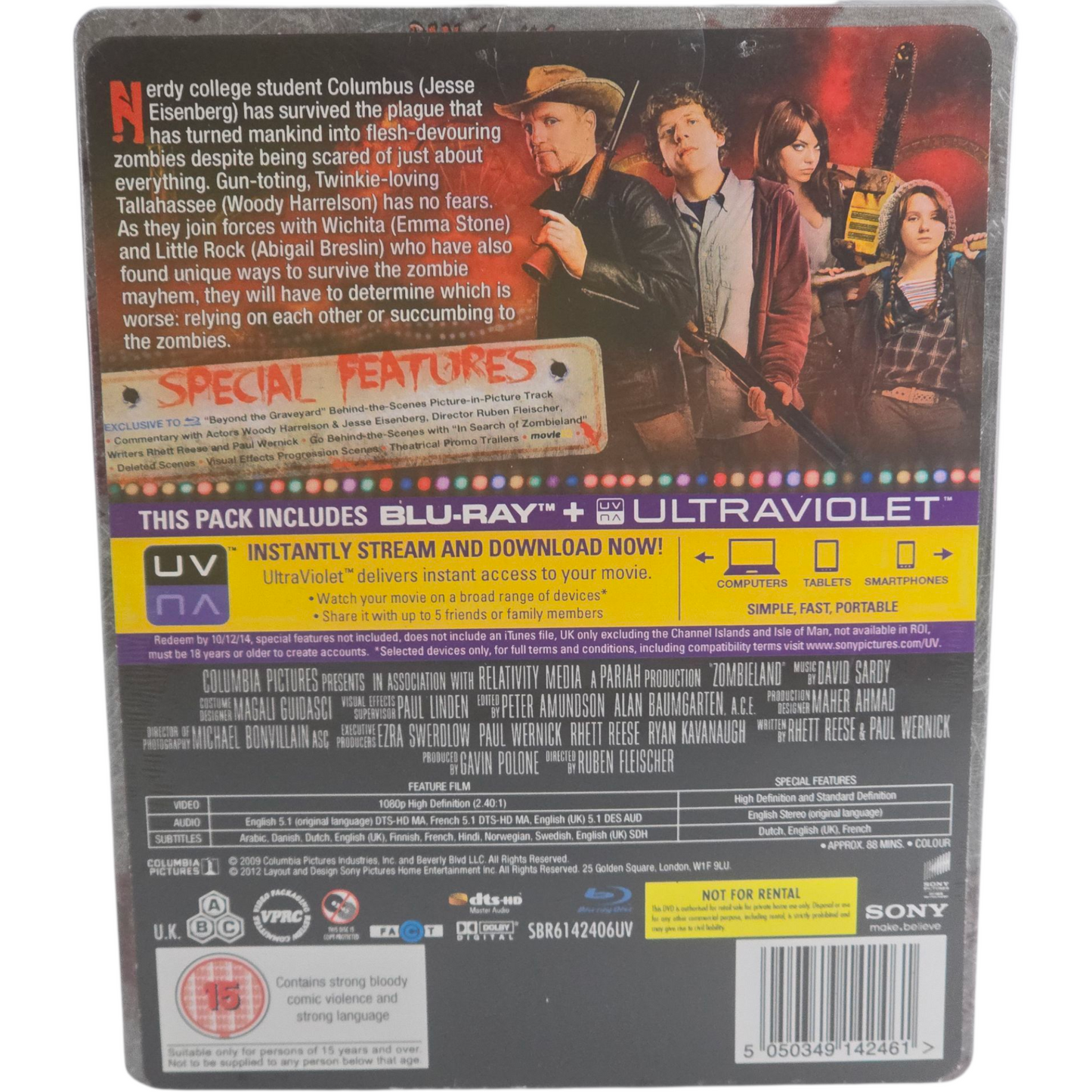 Zombieland : SteelBook Blu-ray Jesse Eisenberg Emma Stone Limitée 2015 Libre