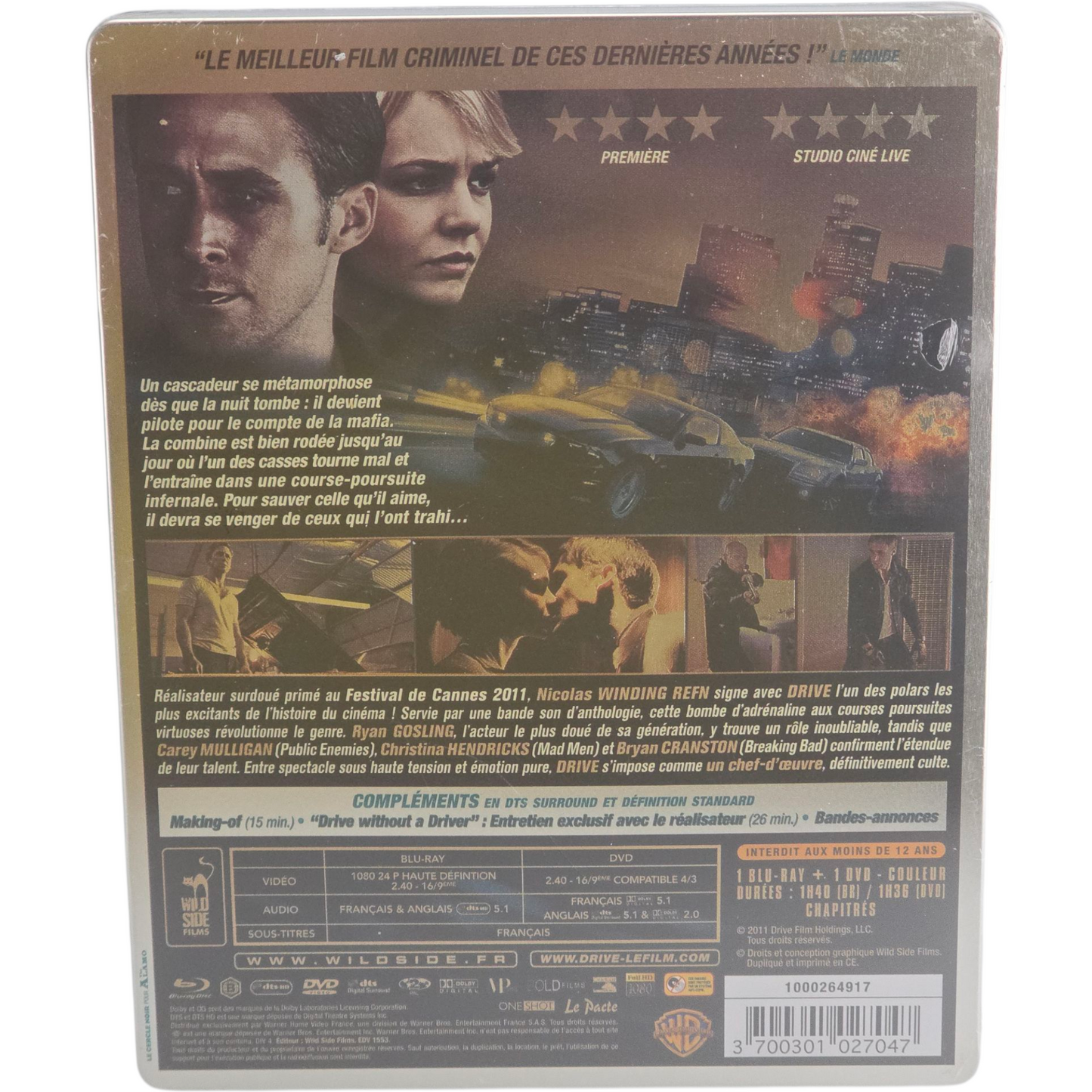Drive SteelBook Blu-ray + DVD première édition Limitée Ryan Gosling 2012 Zone B