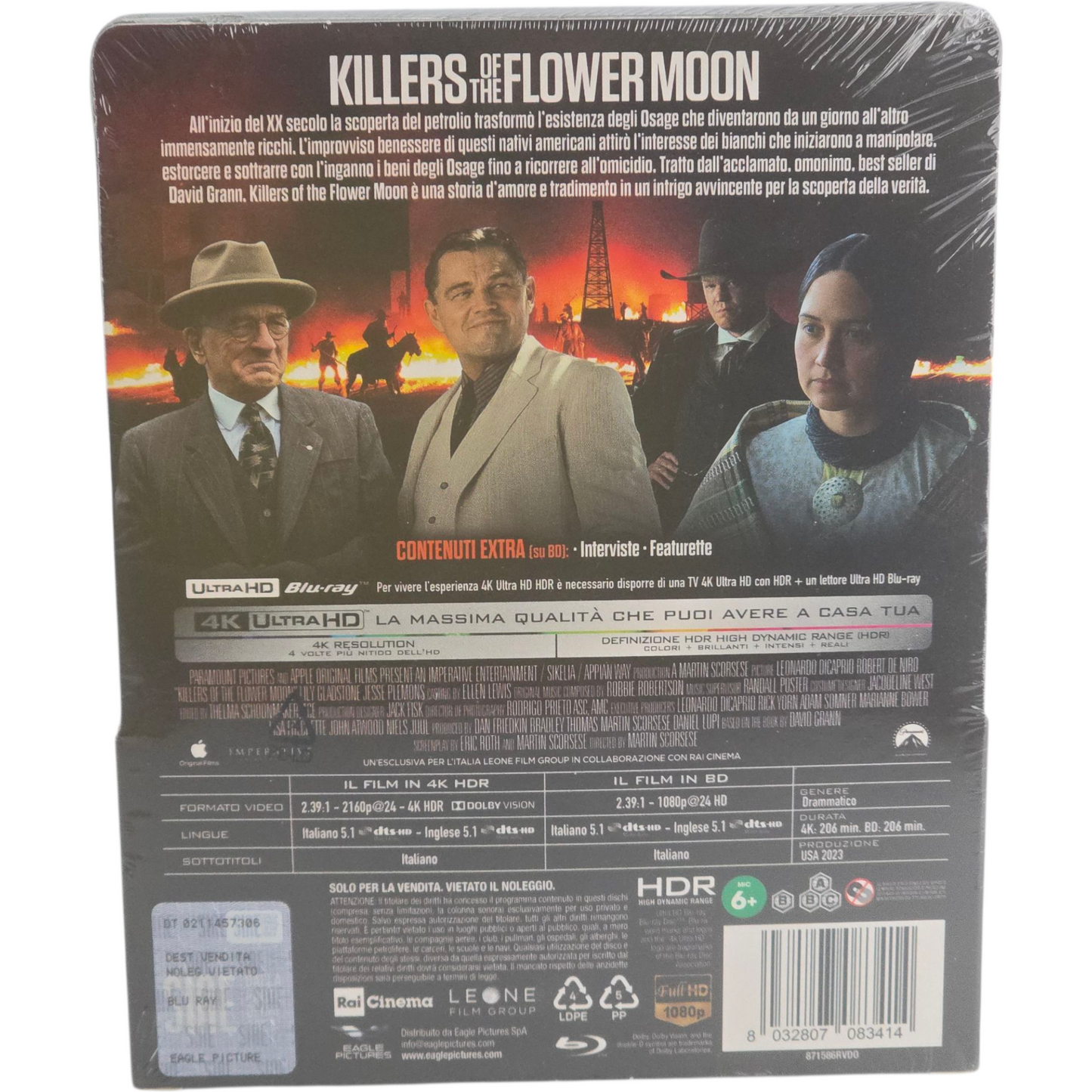Killers of the Flower Moon 4K Ultra HD + Blu-ray Steelbook DiCaprio, De Niro B Zone 2024
