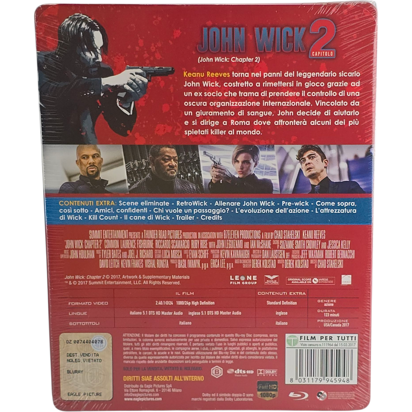John Wick : Chapter 2 Blu-ray Steelbook Débossé Keanu Reeves 2017 Region B
