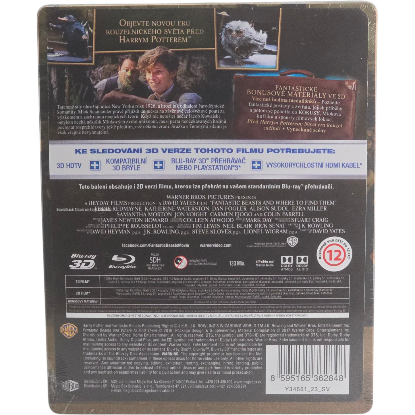 Les Animaux fantastiques Blu-ray 3D +Blu-ray Steelbook FilmArena 2017 Zone Libre