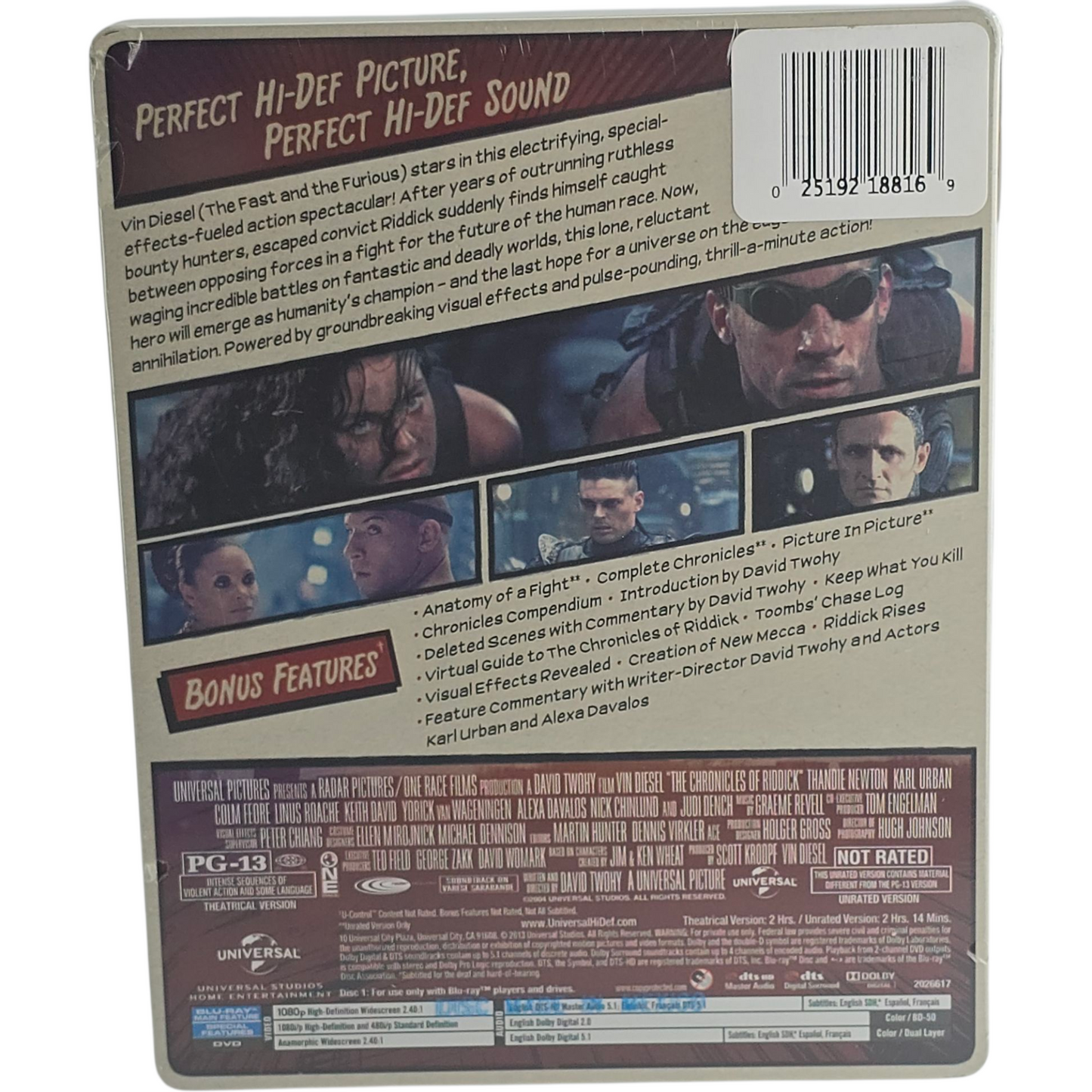 Chroniques de Riddick 2003 SteelBook Blu-ray +DVD Limitée Vin Diese 2013 Libre