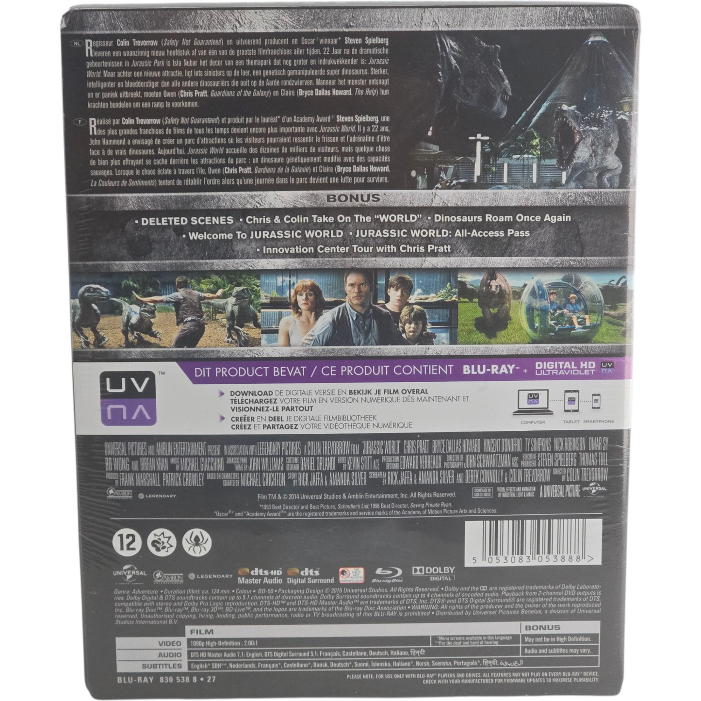 Jurassic World : SteelBook Blu-ray Chris Pratt Colin Trevorrow 2015 Zone B