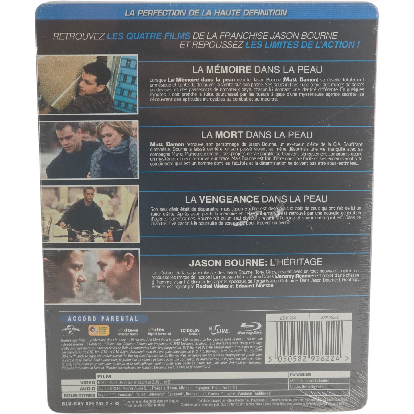 Jason Bourne 1.2.3.4 Films Blu-ray SteelBook Coffret Matt Damon Zone Libre 2013
