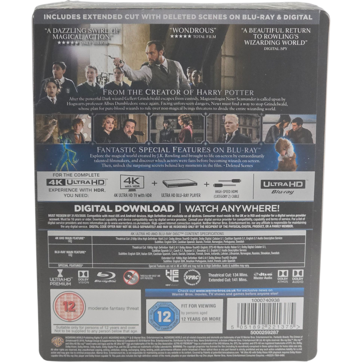 Les Animaux fantastiques:Crimes de Grindelwald 4K Ultra HD Steelbook Zavvi Libre