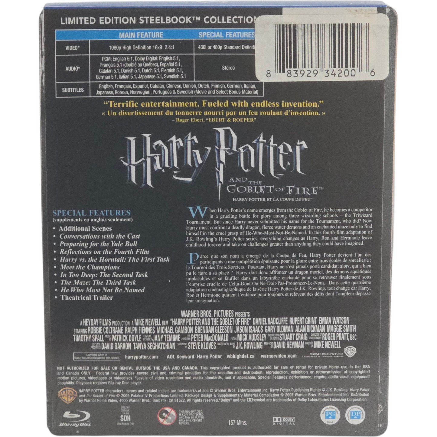 Harry Potter et la Coupe de Feu Blu-ray Steelbook 2013 Region A