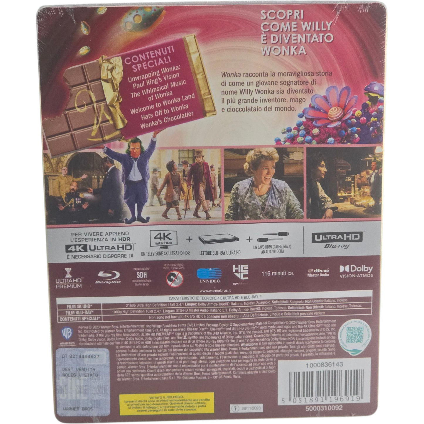 Wonka 4K Ultra HD + Blu-ray Steelbook Fnac edition Timothée Chalamet Zone B