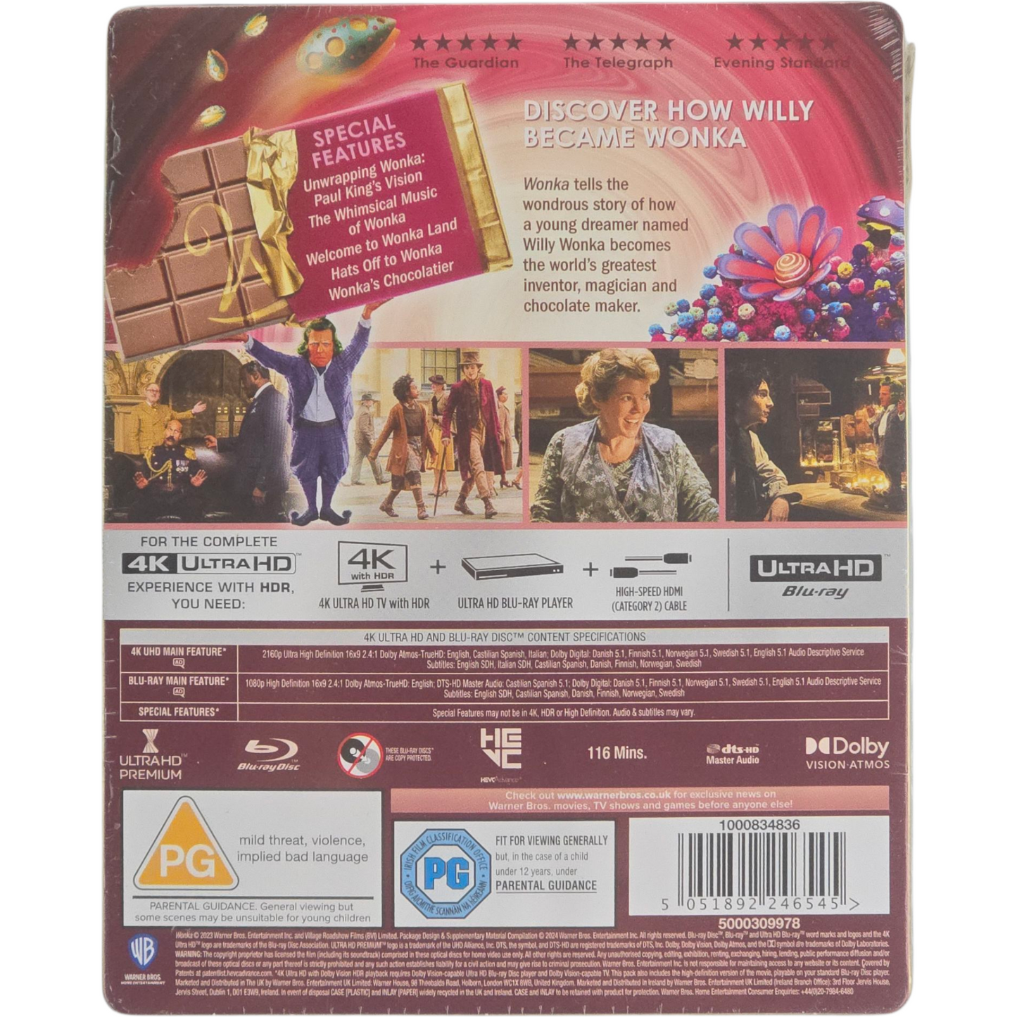 Wonka 4K Ultra HD + Blu-ray Steelbook Débossé Timothée Chalamet Édt Ltd Libre