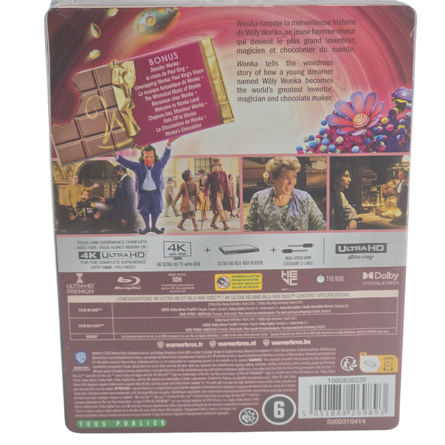 Wonka 4K Ultra HD + Blu-ray Steelbook Timothée Chalamet ,Zone B