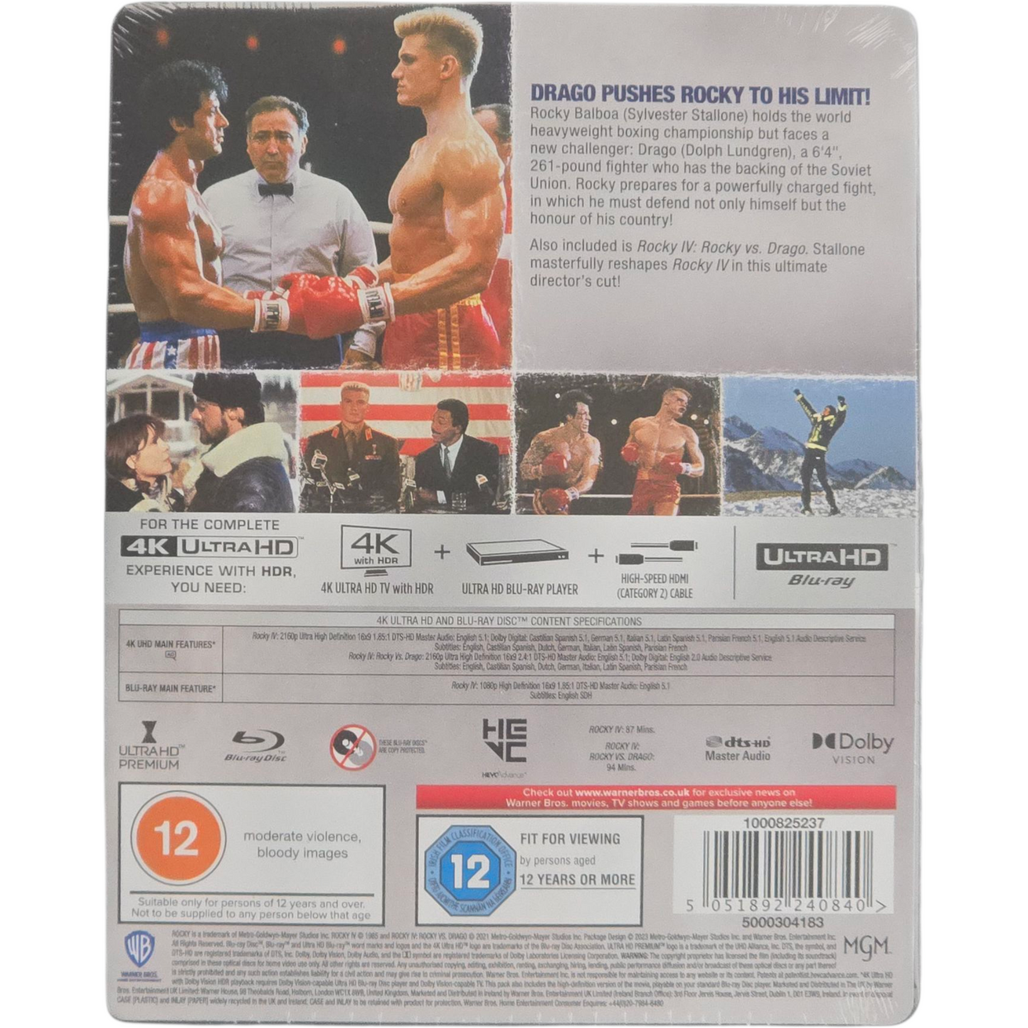 Rocky IV SteelBook 4K Ultra HD + Blu-ray exclusif Zavvi Stallone Zone B
