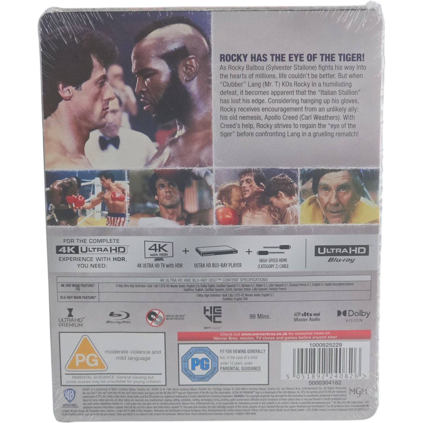 Rocky III SteelBook 4K Ultra HD + Blu-ray exclusif Zavvi Stallone Zone B