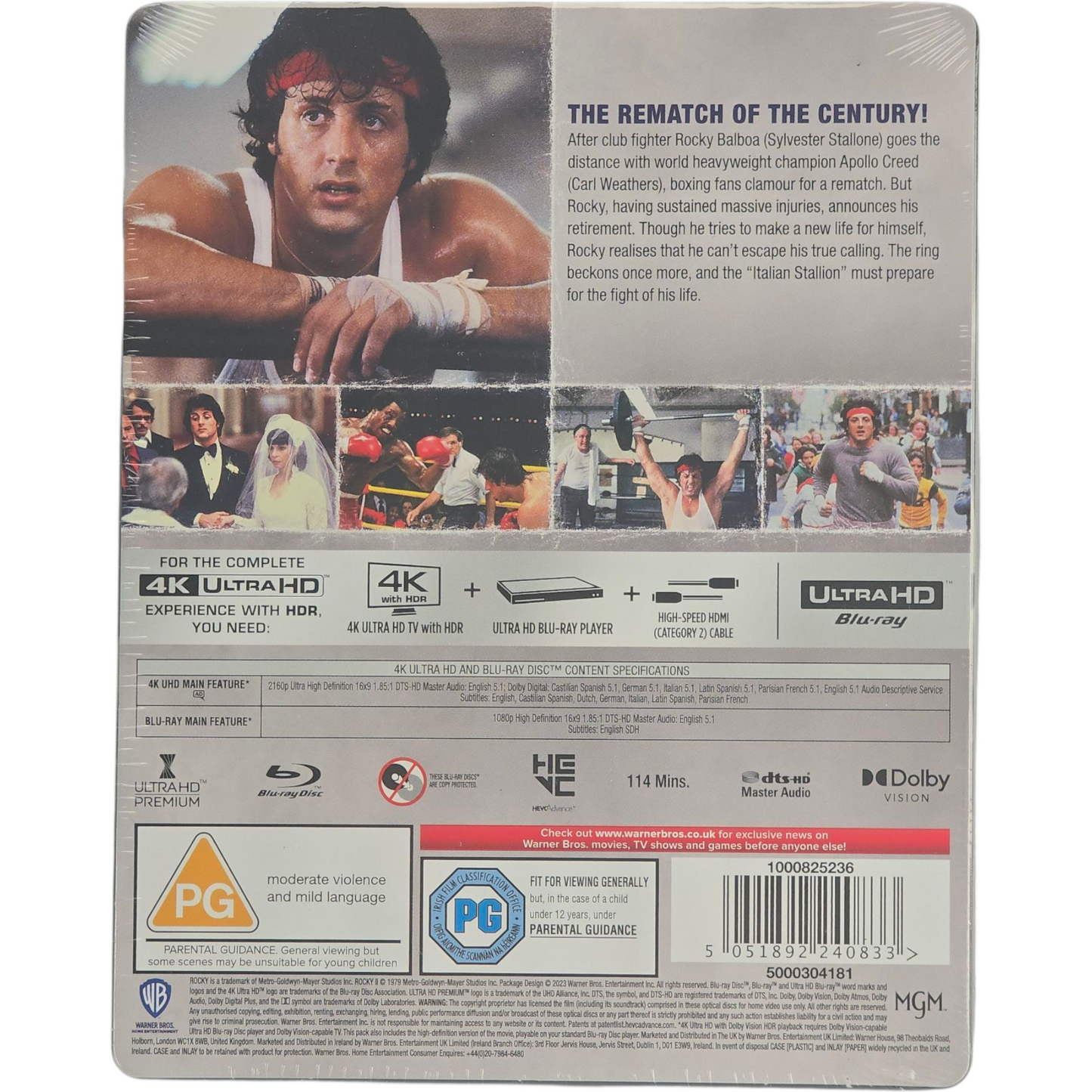 Rocky II SteelBook 4K Ultra HD + Blu-ray exclusif Zavvi Stallone Zone B