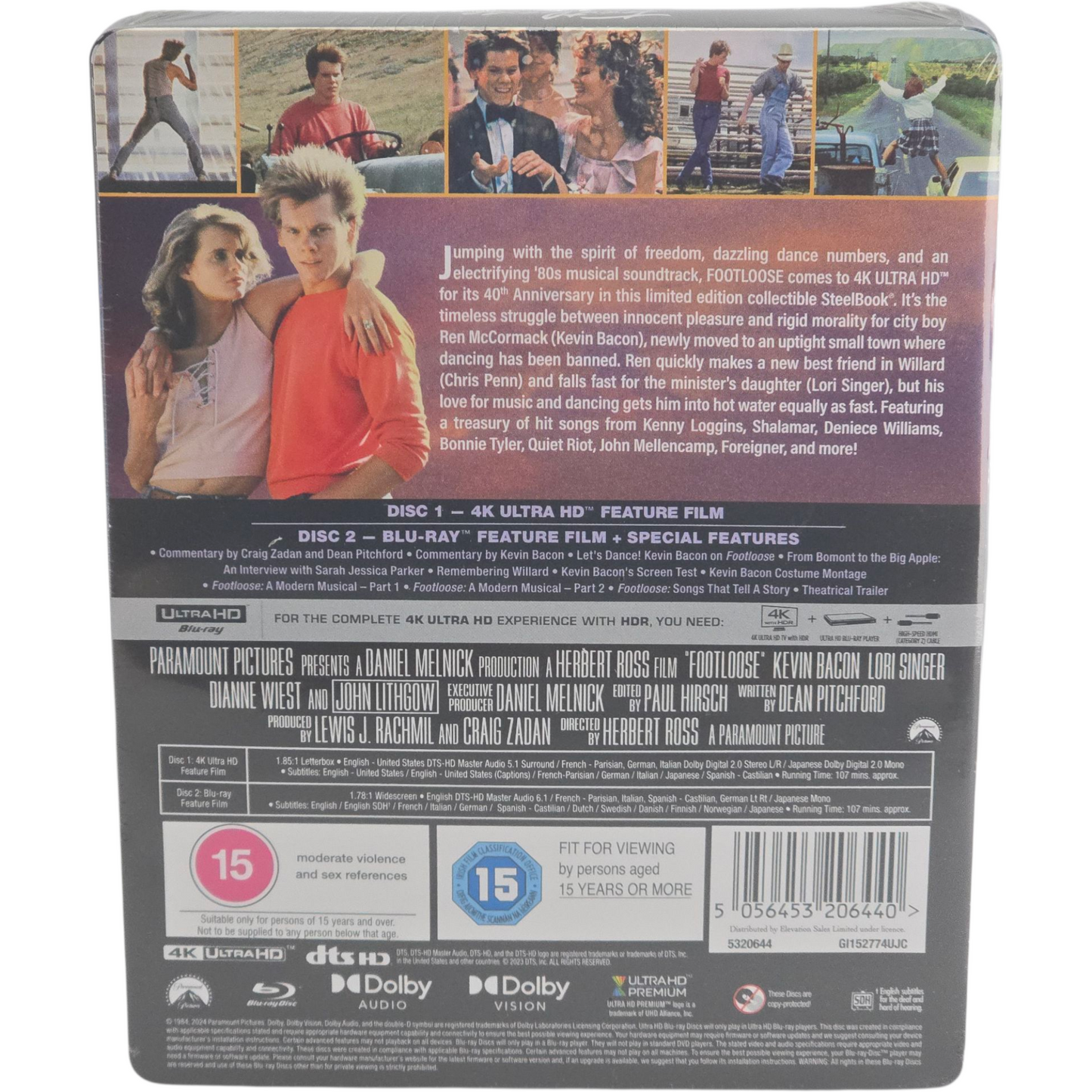 Footloose 1984 SteelBook 4K Ultra HD + Blu-ray Kevin Bacon 2024 Zone B