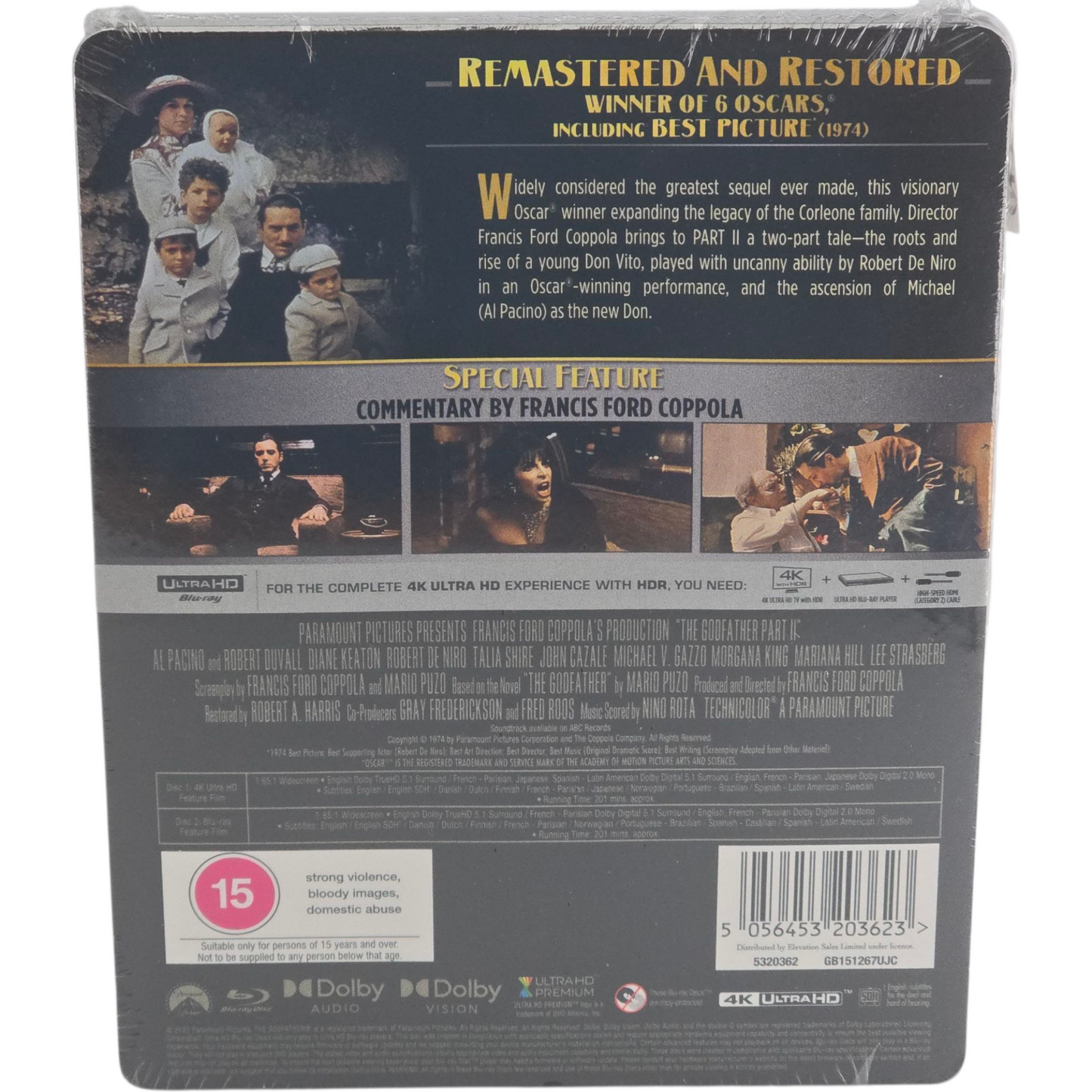 The Godfather:Part II:Steelbook 4K Ultra HD +Blu-ray Al Pacino, Robert De Niro B