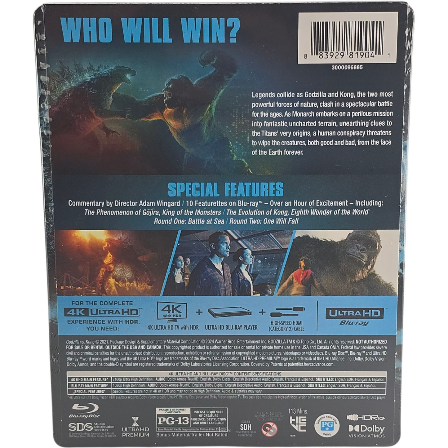 Godzilla vs. Kong : 4K Ultra HD + Blu-ray SteelBook Glow in the Dark Ar Region A