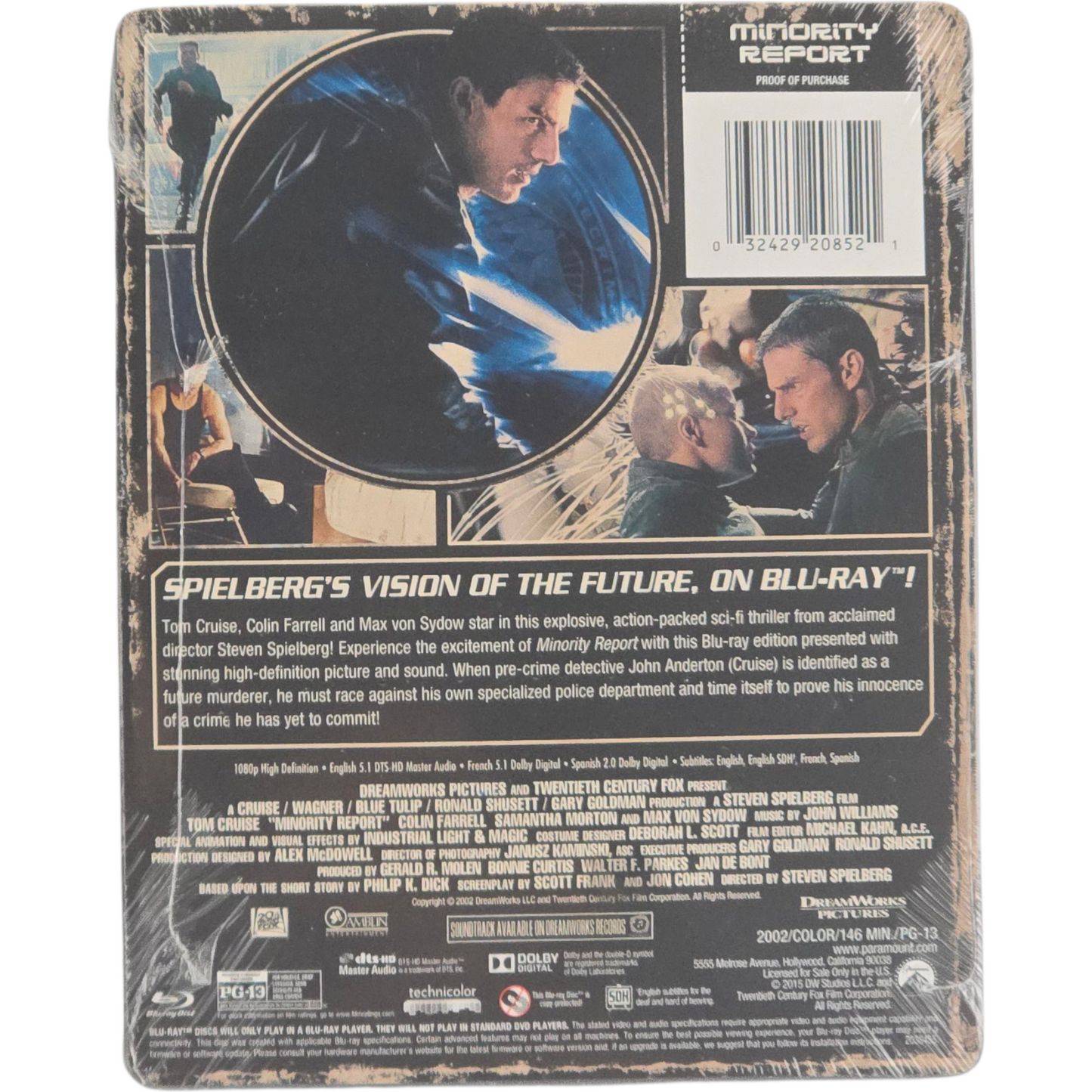 Minority Report Blu-ray Steelbook Débossé MetalPak Tom Cruise Spielberg Zone  A