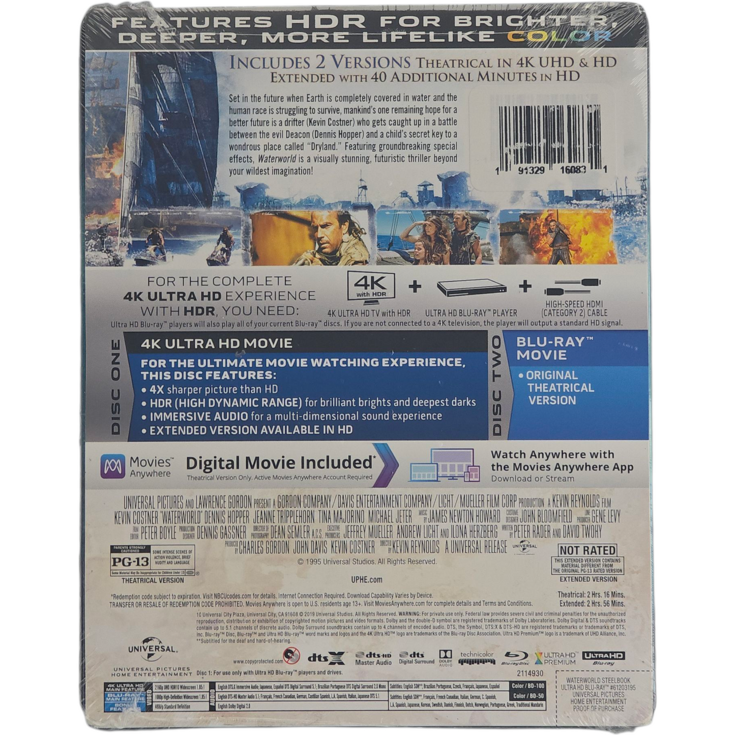 Waterworld : Steelbook 4K Ultra HD + Blu-ray Kevin Costner, Dennis Hopper Zone A