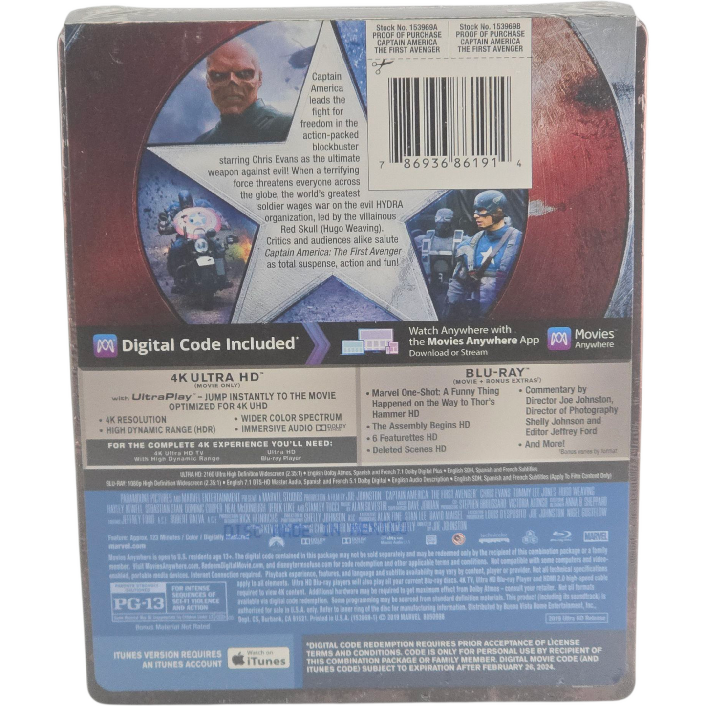 Captain America: The First Avenger SteelBook 4K Ultra HD + Blu-ray (Import US, VF incluse)