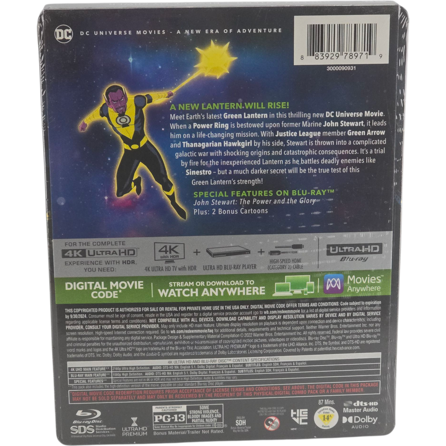 Green Lantern: Beware My Power SteelBook 4K Ultra HD + Blu-ray+Digital HD Zone A