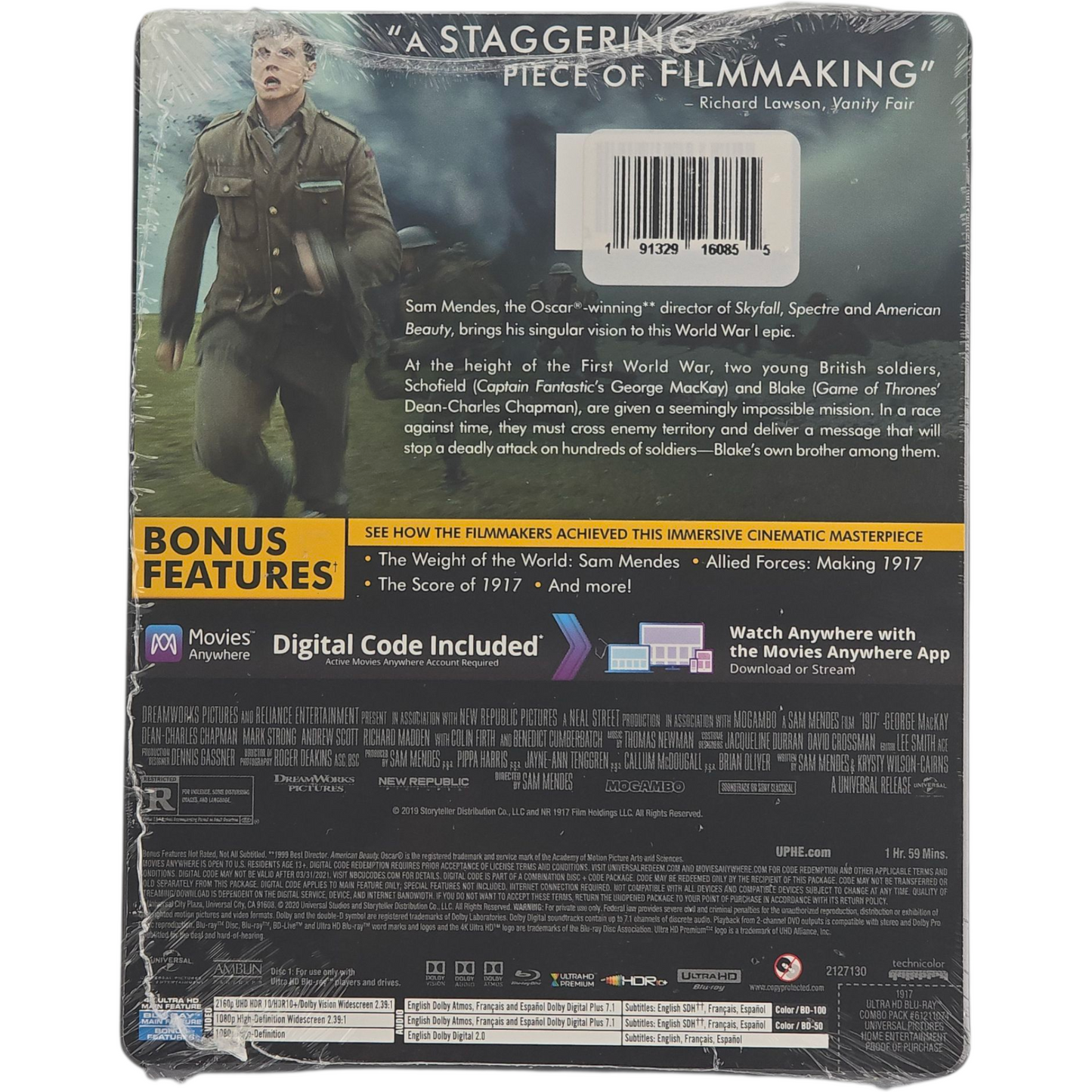 1917 Steelbook Débossé 4K Ultra HD + Blu-ray + Digital HD Sam Mendes 2021 Zone A