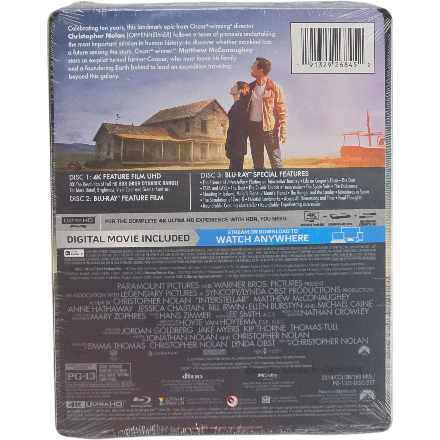 Interstellar 4K UHD + Blu-ray Steelbook Matthew McConaughey Christopher Nolan A