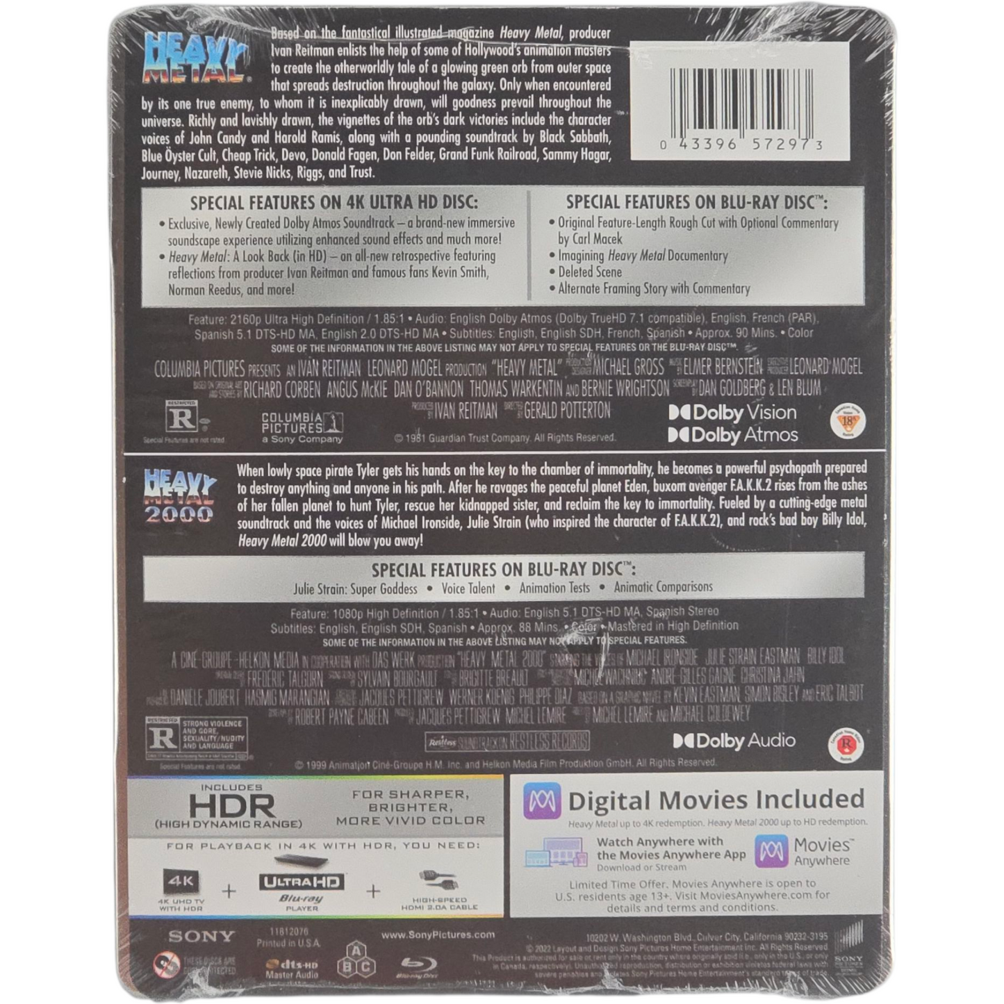 Heavy Metal + Heavy Metal 2000 SteelBook 4K UHD + Blu-ray + Digital Édt ltd A