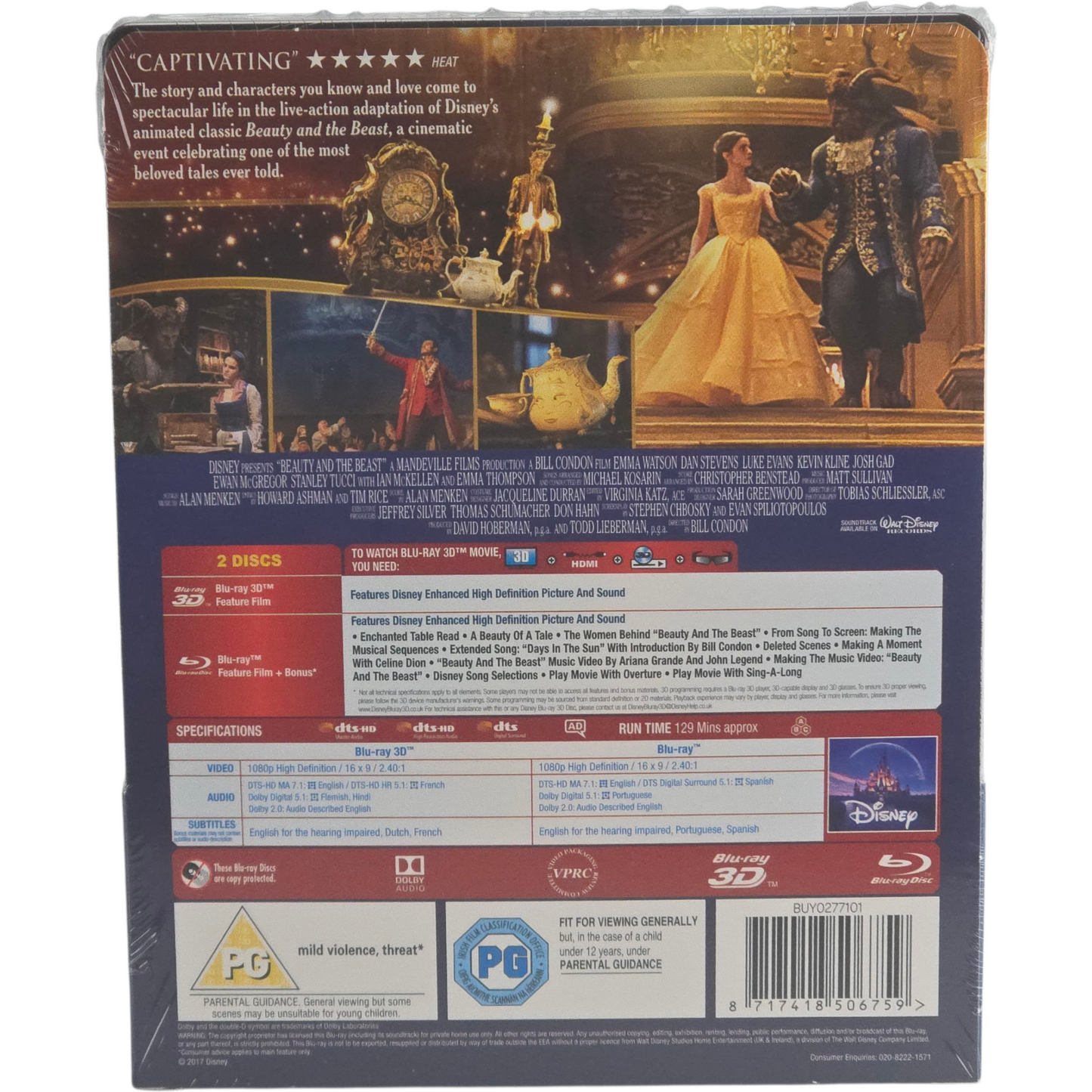 La Belle et la Bête Blu-ray 3D + Blu-ray SteelBook Zavvi Emma Watson 2017 Libre