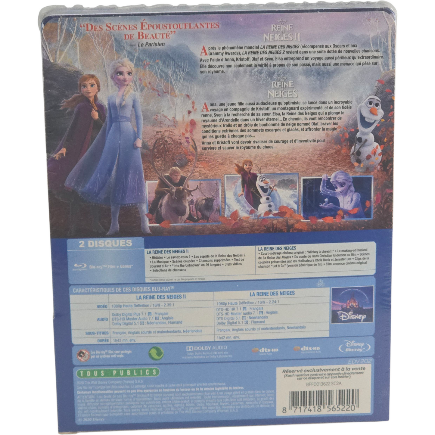 La Reine des Neiges 1+2 Disney Blu-ray SteelBook Fnac Exclusive limitée Region B