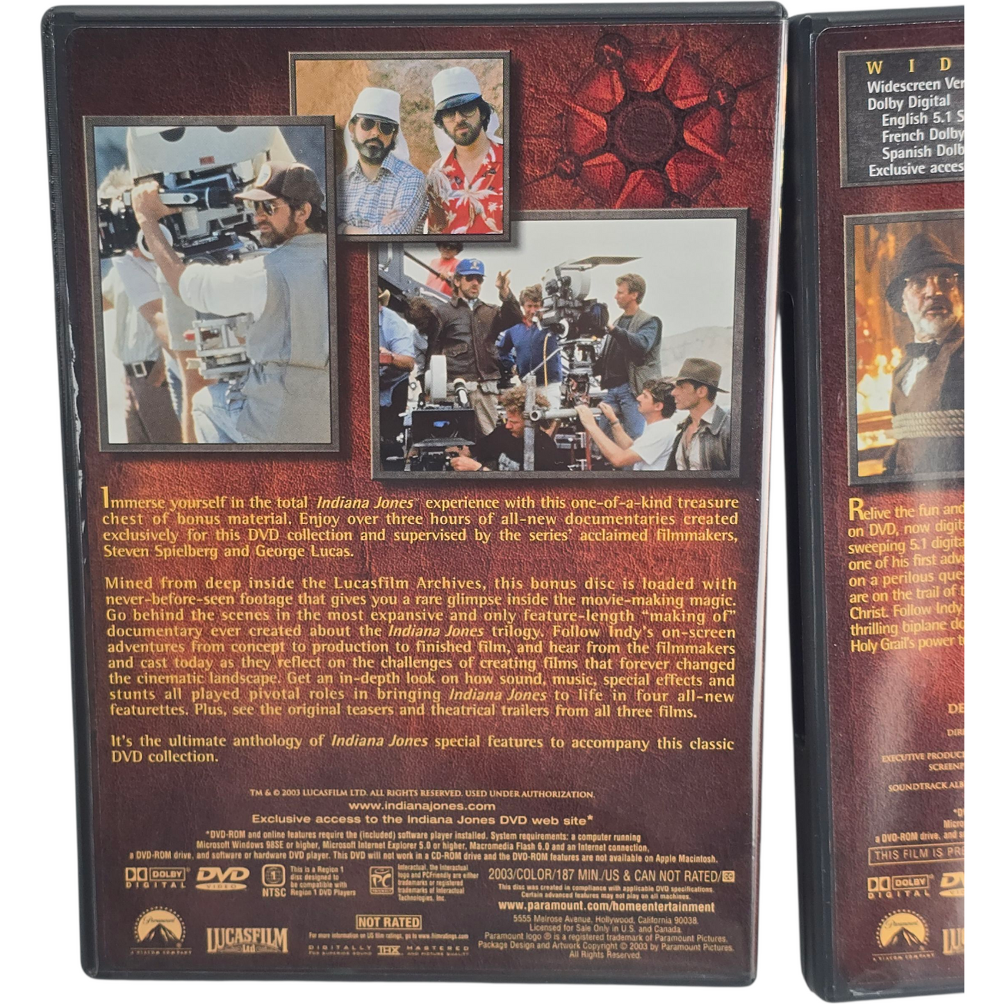 The Adventures of Indiana Jones DVD 3 Films Steven Spielberg Zone 1 US Import