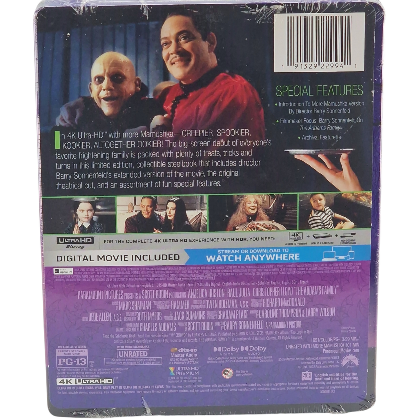La famille Addams 1991 Blu-ray SteelBook 4K Ultra HD + Digital 2022 Zone Libre