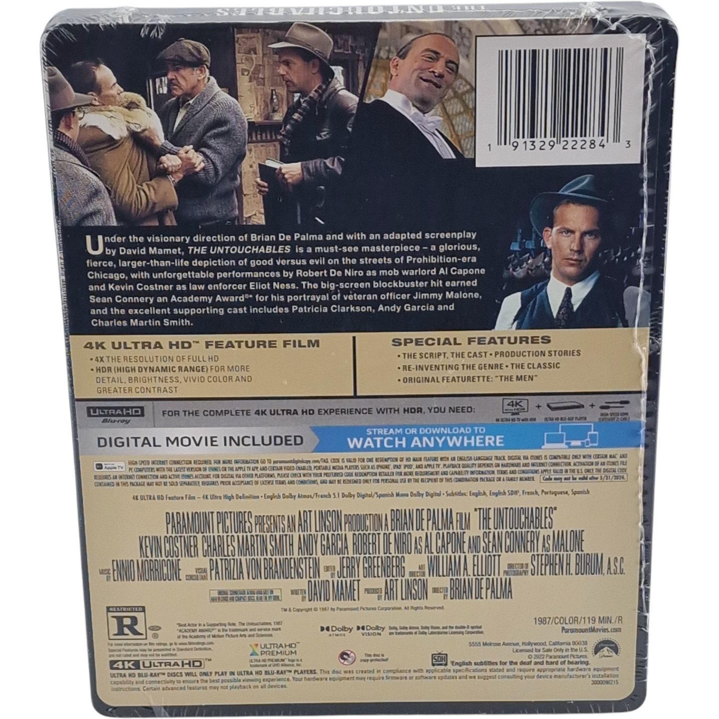 Les Incorruptibles SteelBook 4K Ultra HD+Blu-ray Brian De Palma, Costner Libre