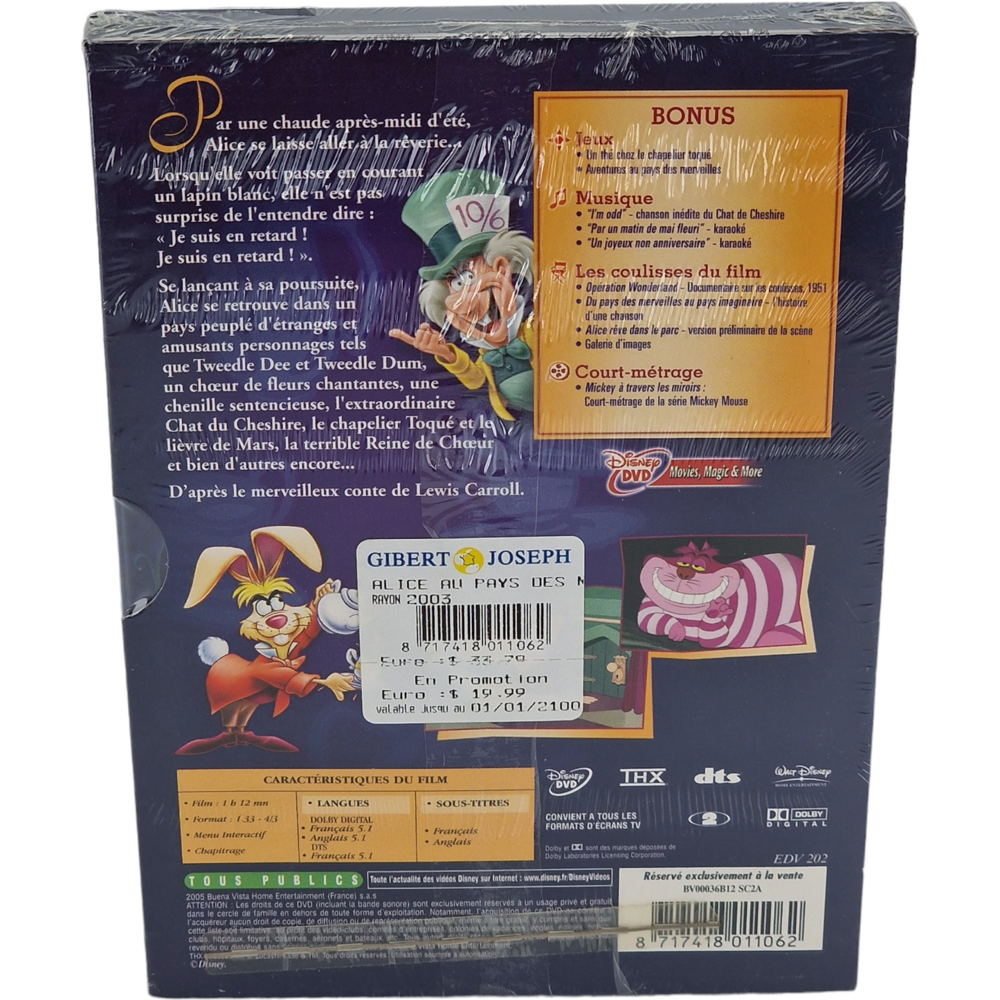 Alice au pays des merveilles DVD Classique Disney- Édition Exclusive 2005 Zone B