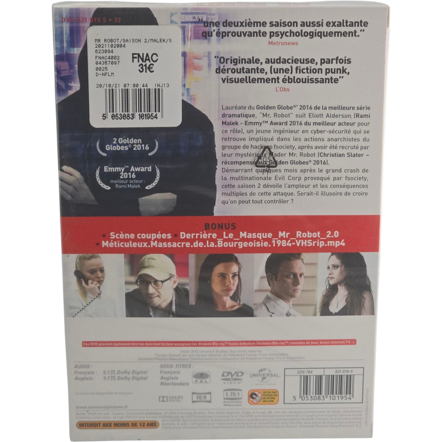 Mr. Robot Saison 2 (2016) Édition 4 DVD Rami Malek, Christian Slater Zone 2