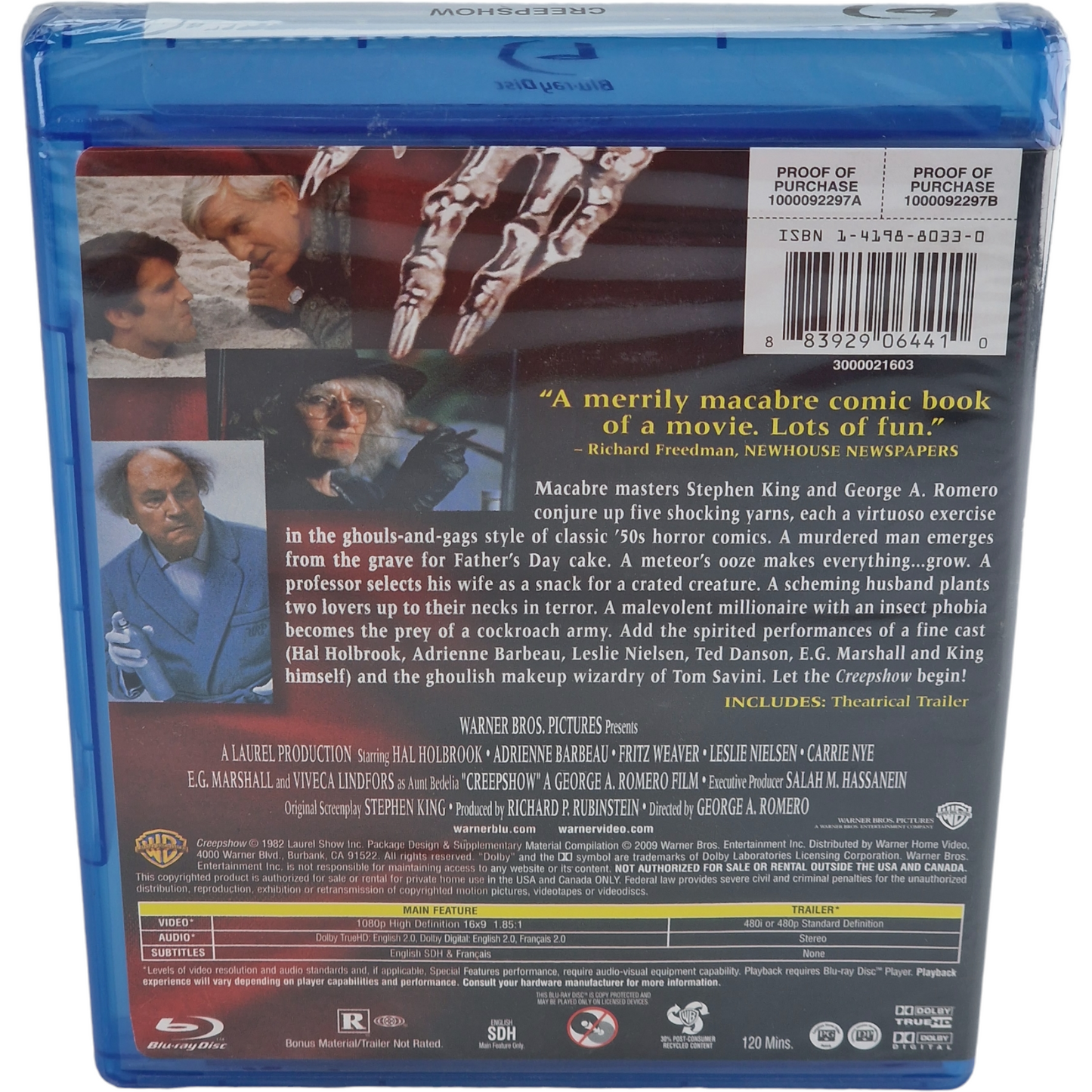 Creepshow 1982 Blu-ray George A. Romero Hal Holbrook 2009 Zone A
