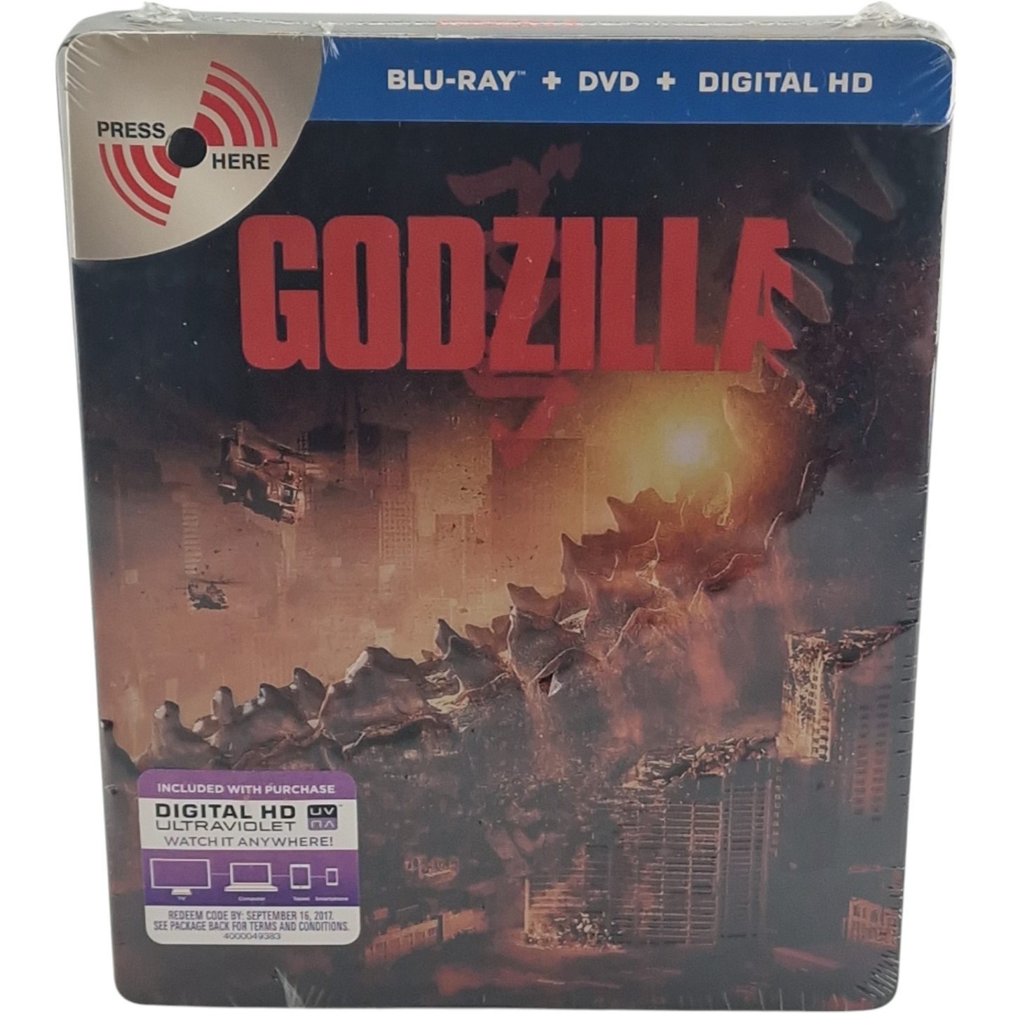 Godzilla Blu-ray Steelbook Débossé MetalPak Blu-ray + DVD Édition limitée Zone A