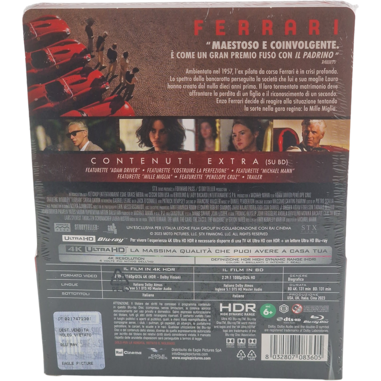Ferrari 4K Ultra HD + Blu-ray SteelBook édition Limitée Adam Driver Zone B