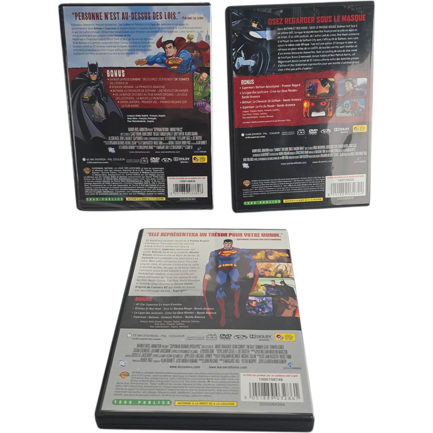 DC Universe - Coffret 3 Films DVD (Batman / Superman / Justice League) Zone 2